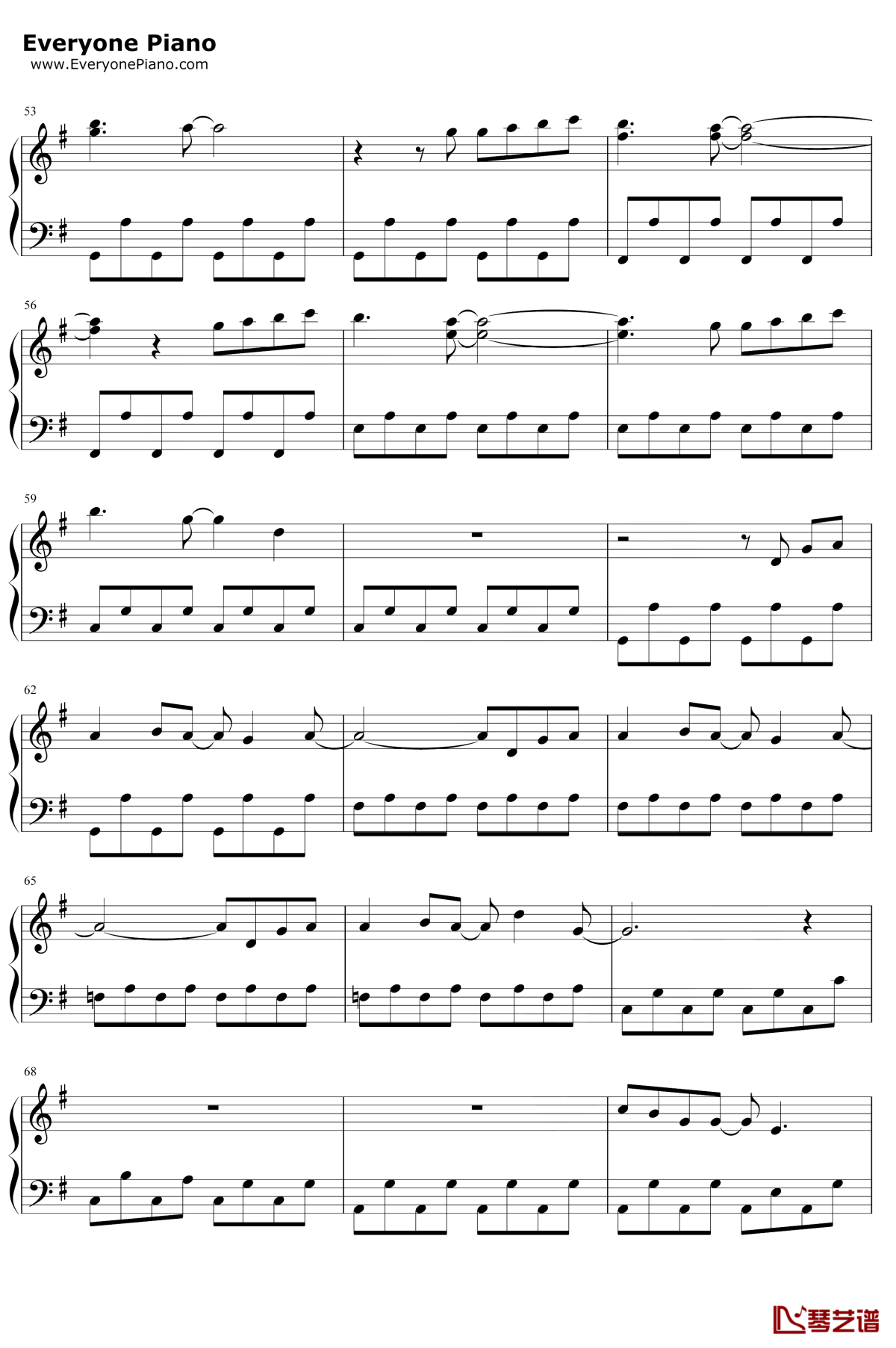 易碎的吻钢琴谱4-王源