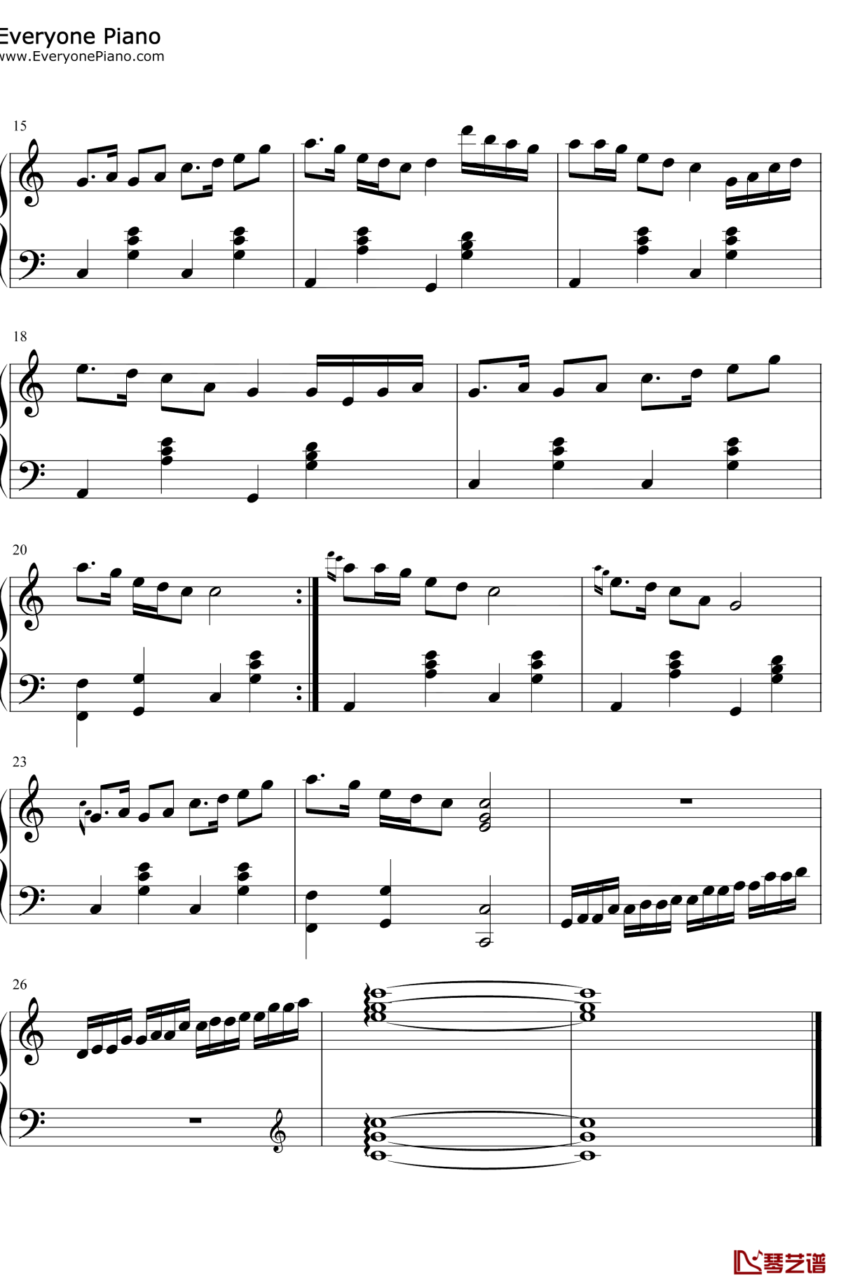 沧海一声笑钢琴谱2-许冠杰