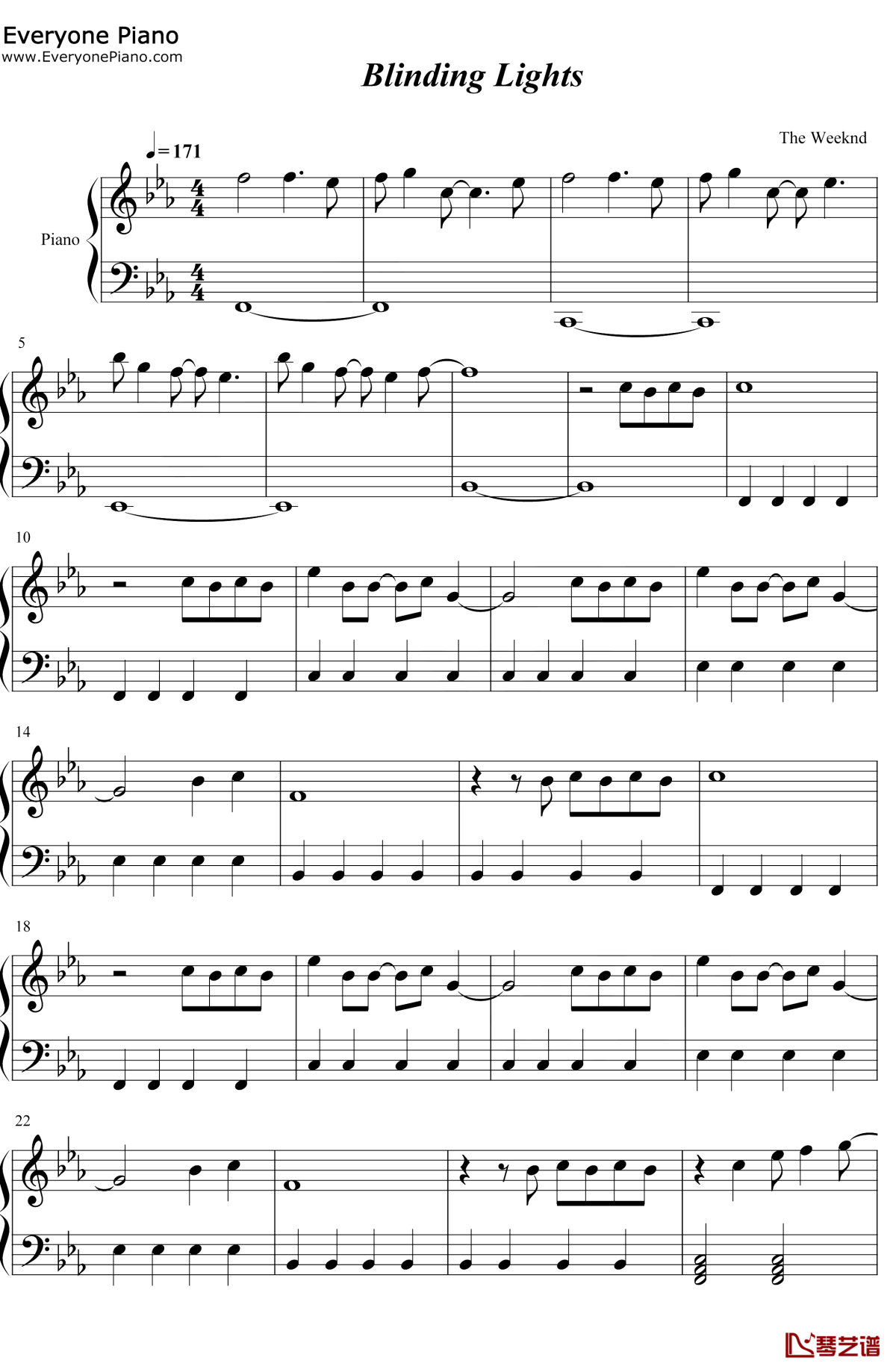 Blinding-Lights钢琴谱1-The-Weeknd