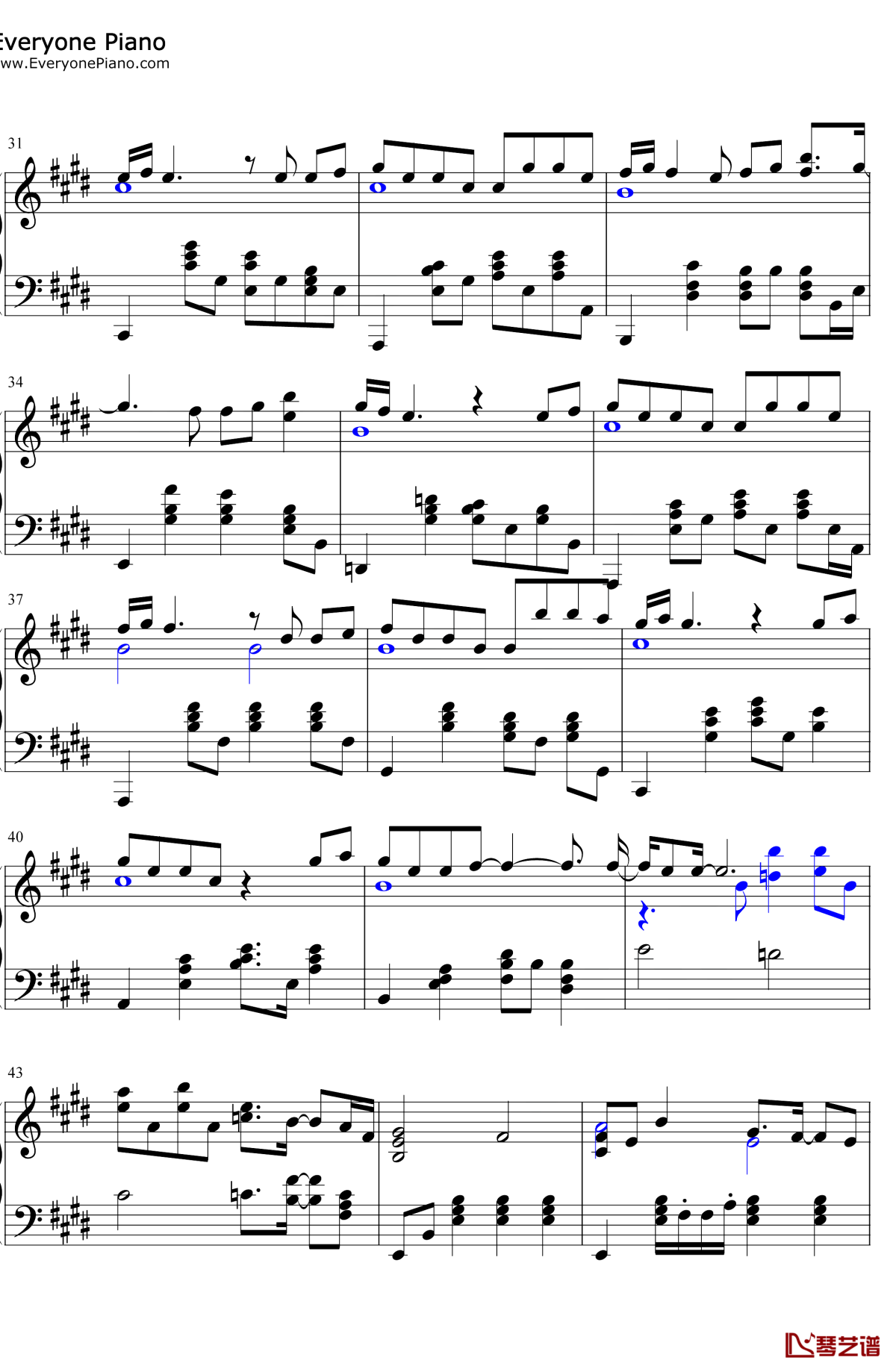 慢冷钢琴谱3-梁静茹