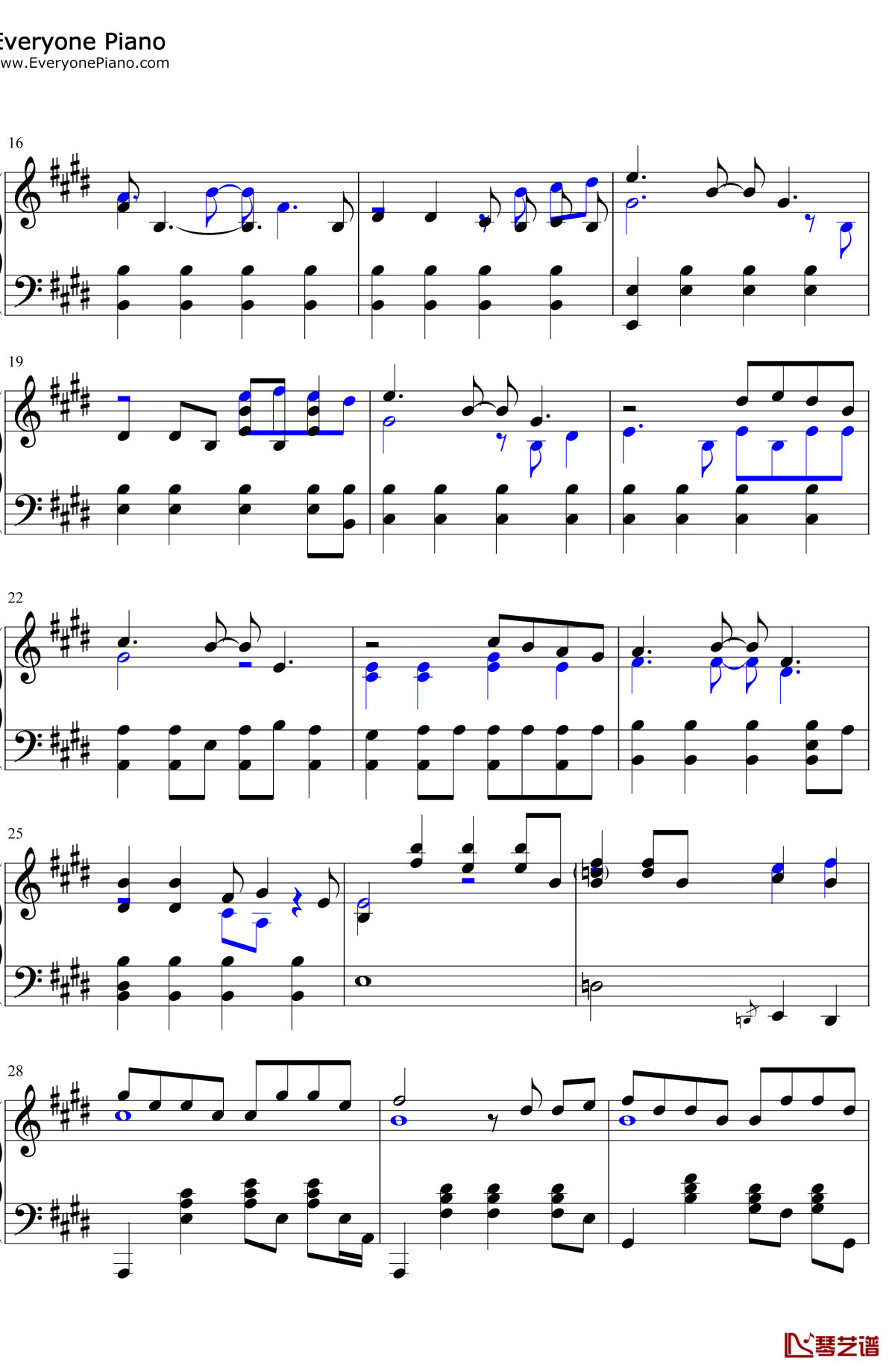 慢冷钢琴谱2-梁静茹