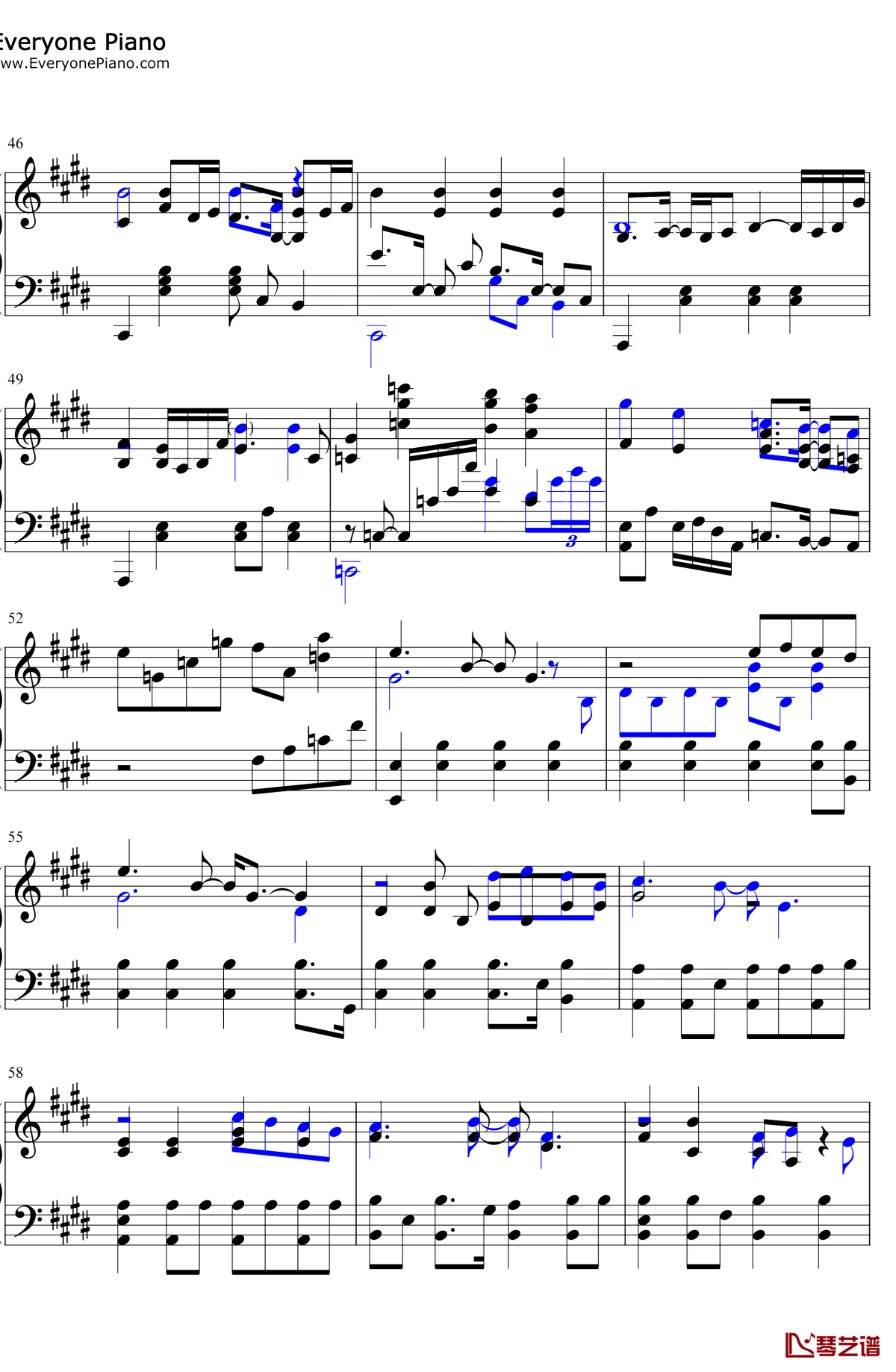 慢冷钢琴谱4-梁静茹