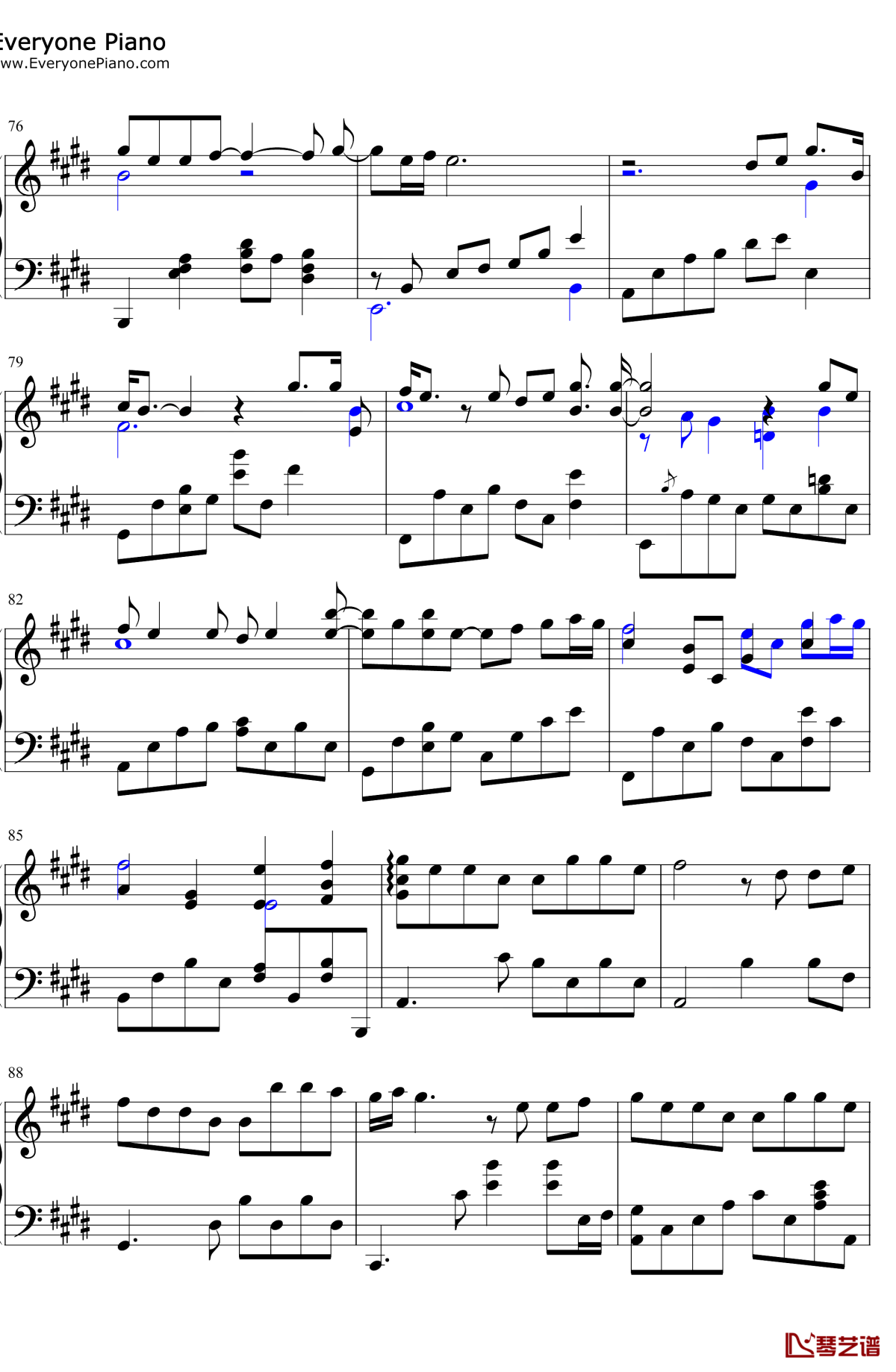 慢冷钢琴谱6-梁静茹