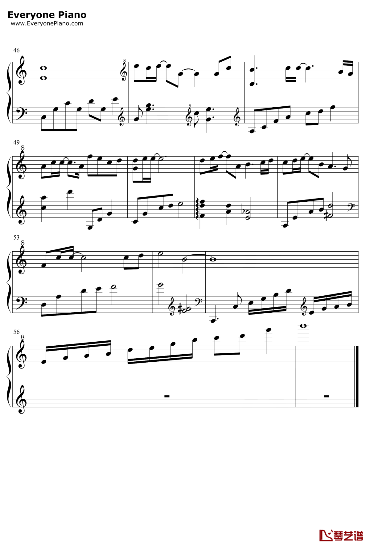 树洞钢琴谱4-欧阳娜娜