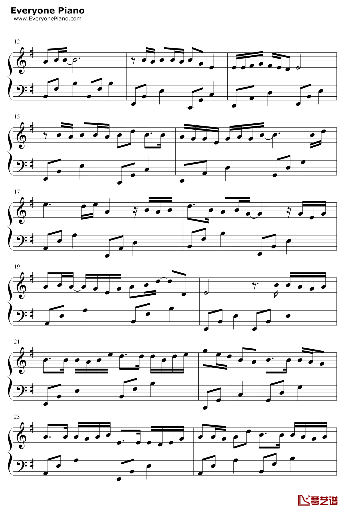 不谓侠钢琴谱2-萧忆情Alex