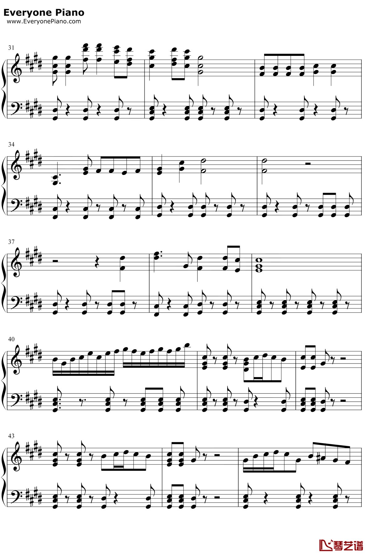 好日子钢琴谱3-宋祖英