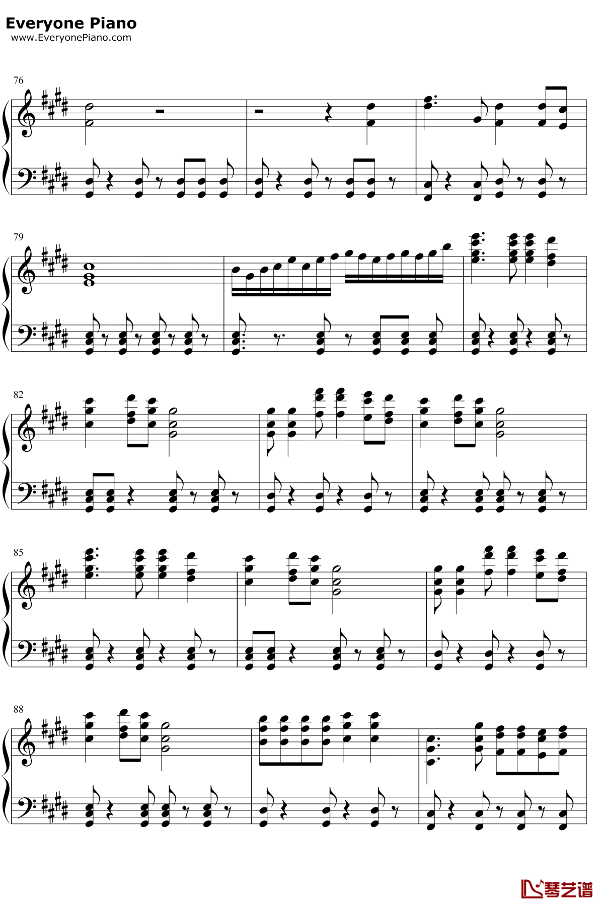 好日子钢琴谱6-宋祖英