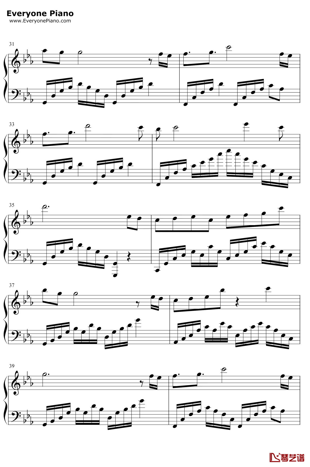 荒城渡钢琴谱3-周深