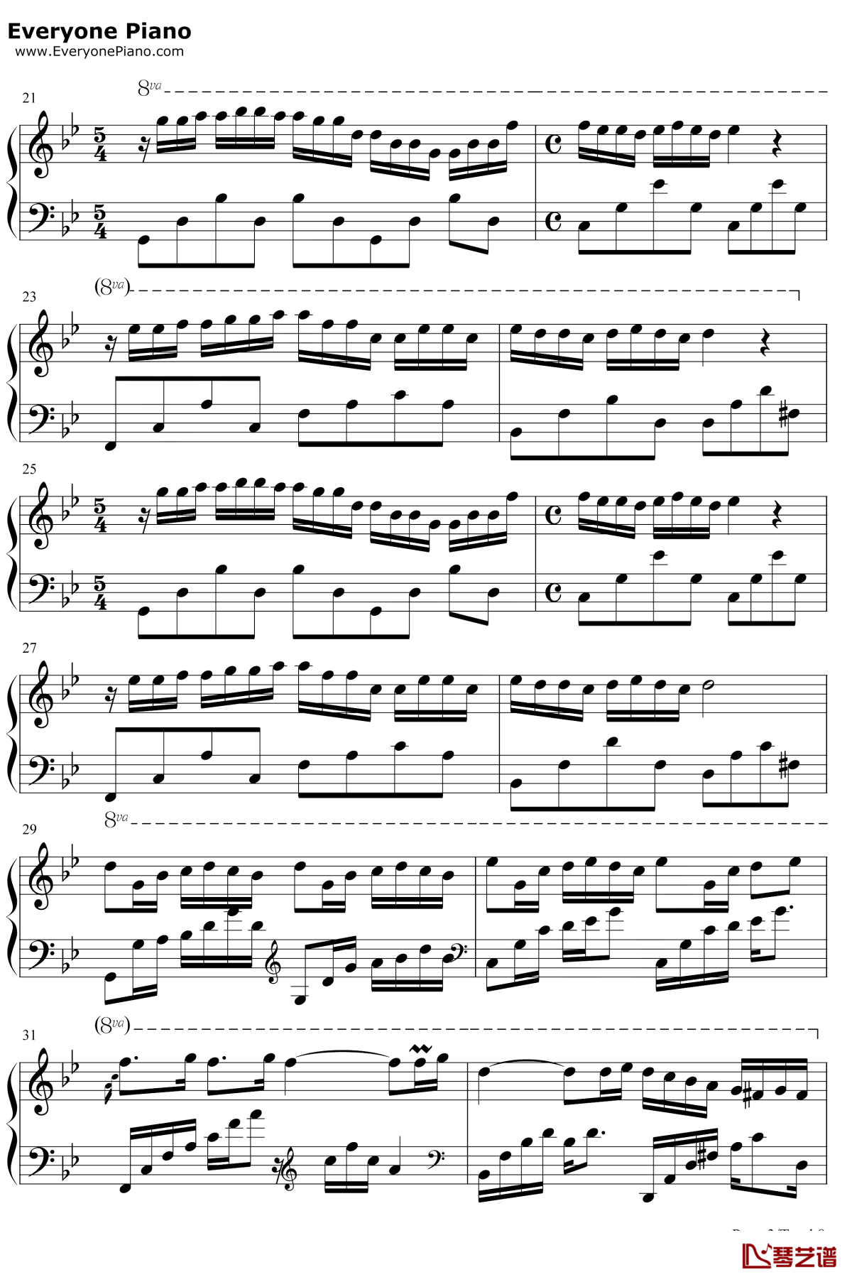 梦中的婚礼钢琴谱3-理查德克莱德曼