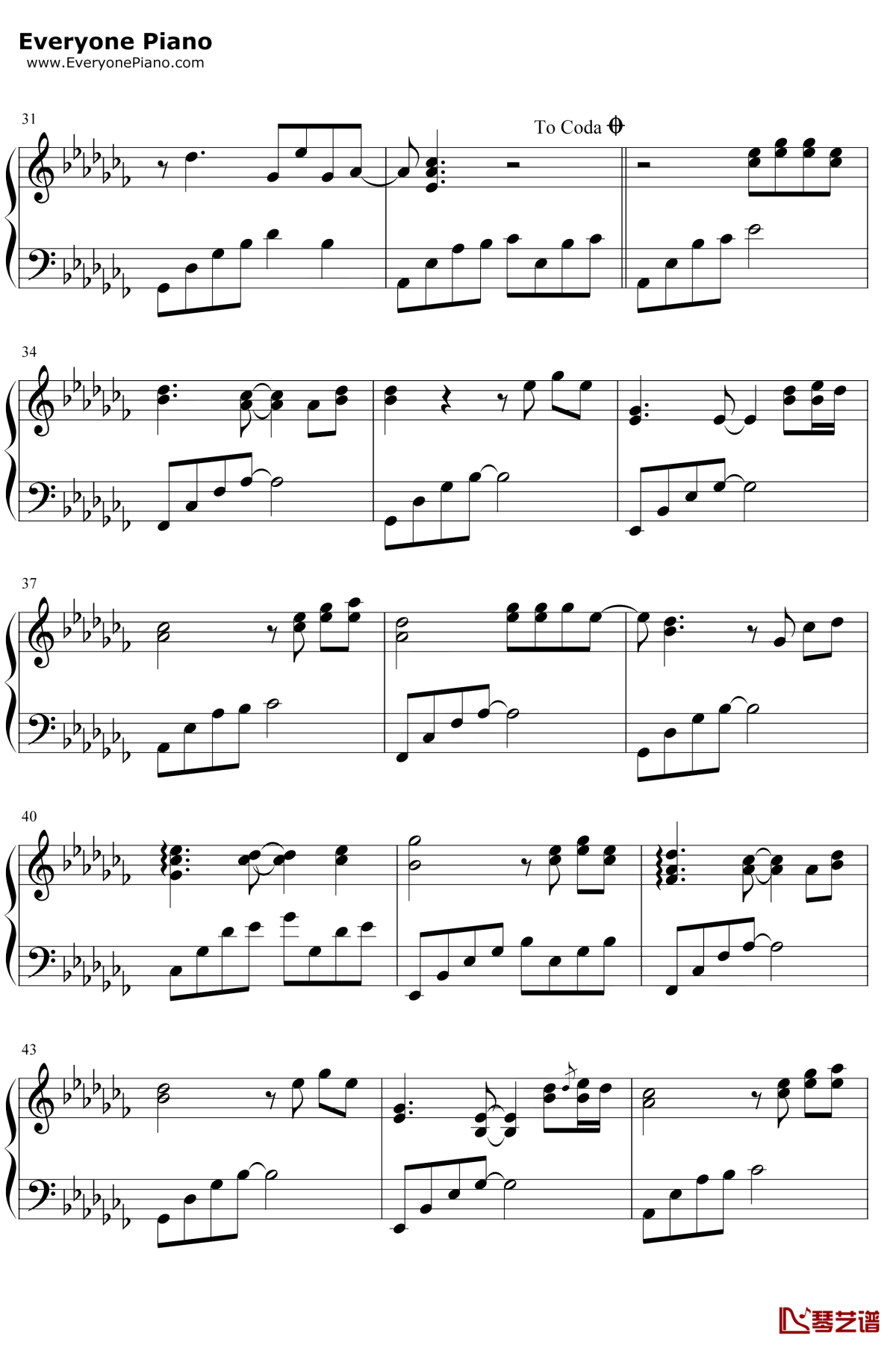 故梦钢琴谱3-双笙