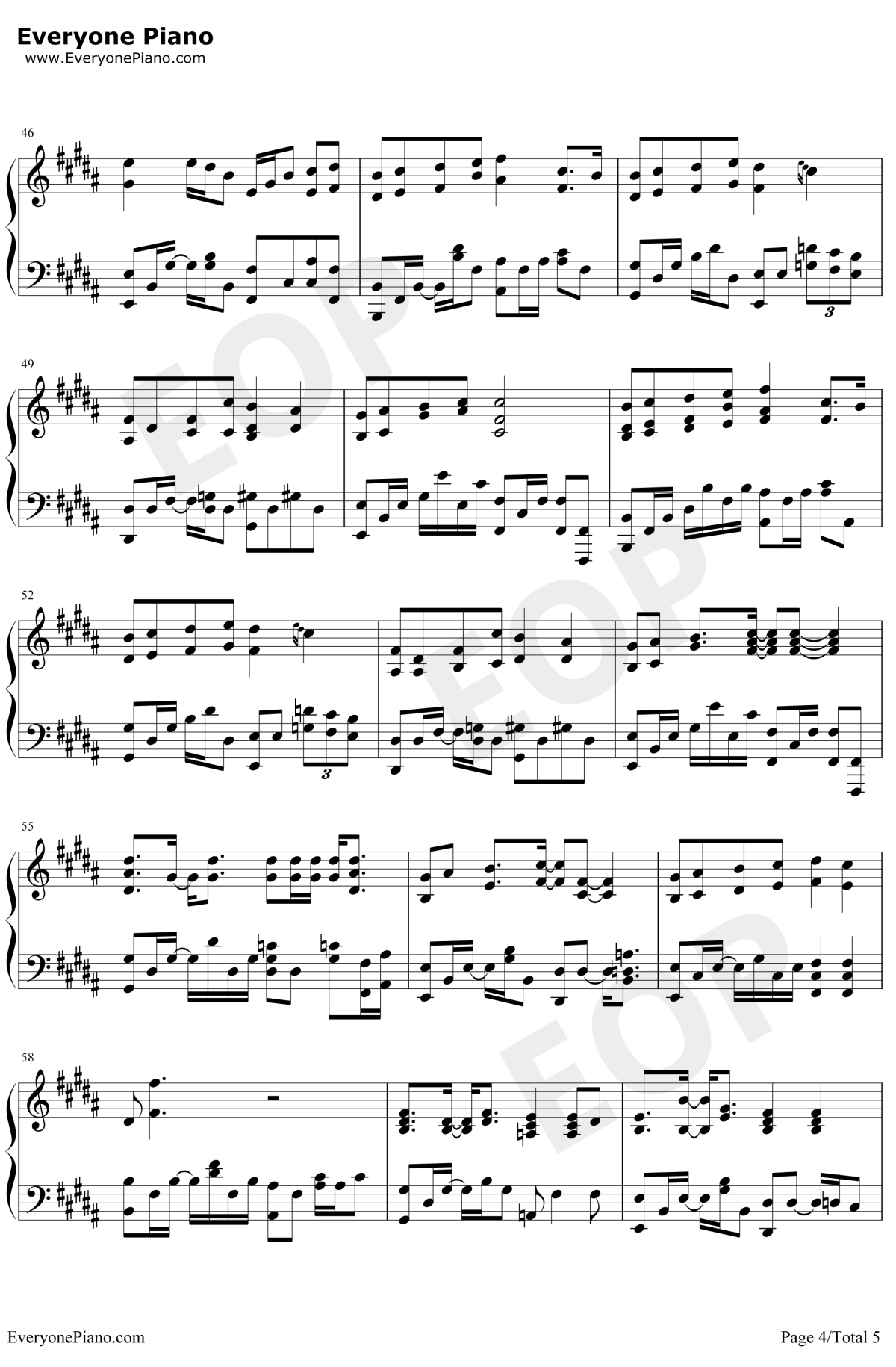 寂寞还是你钢琴谱4-萧敬腾