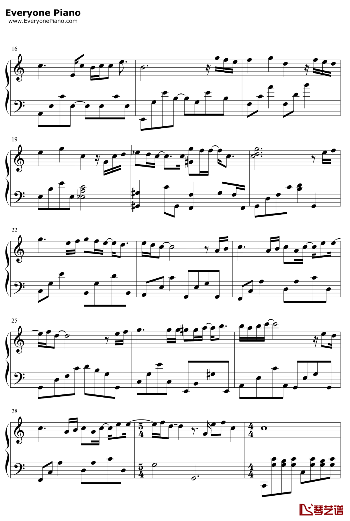 歌颂者钢琴谱2-吴青峰