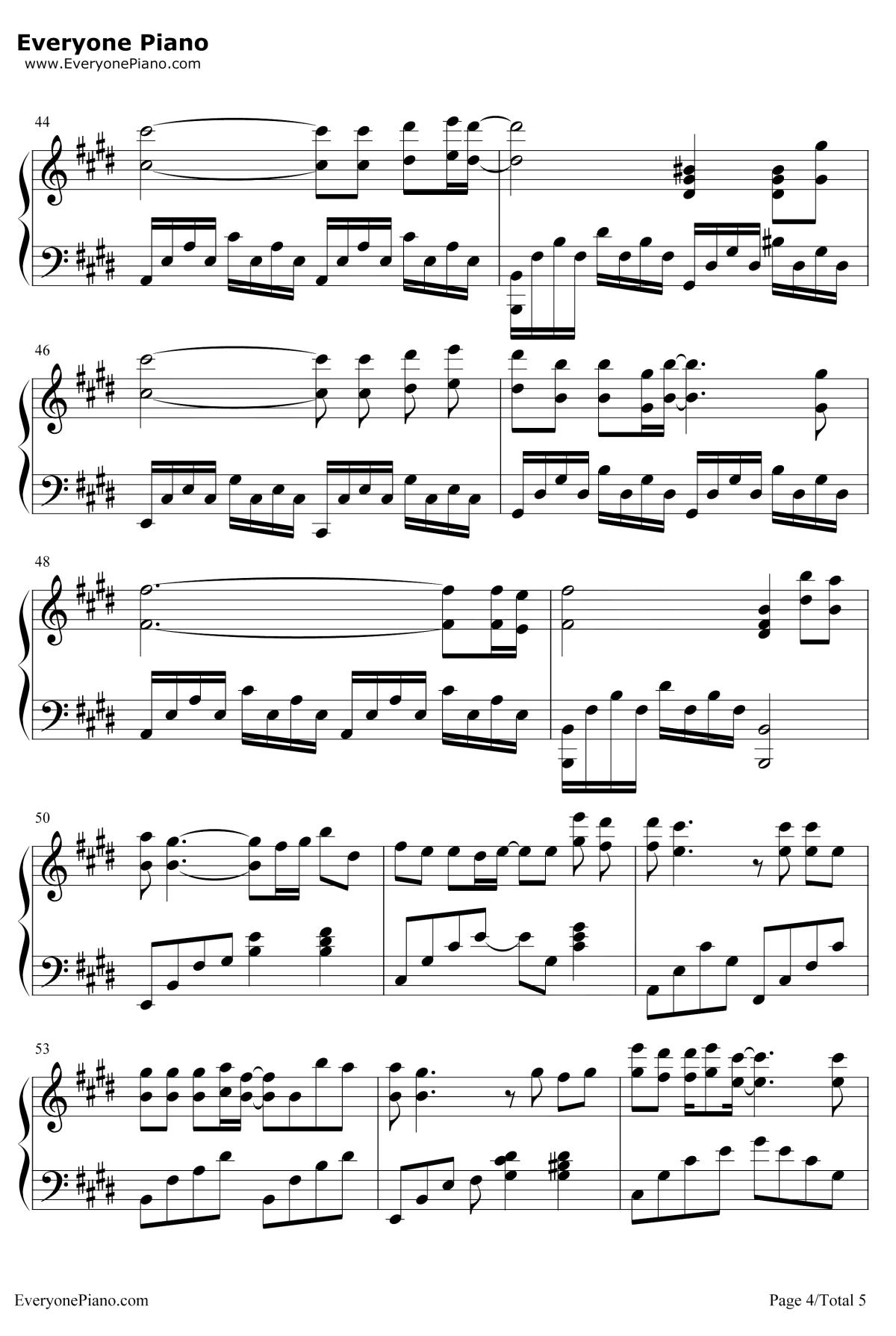 玻璃之情钢琴谱4-张国荣