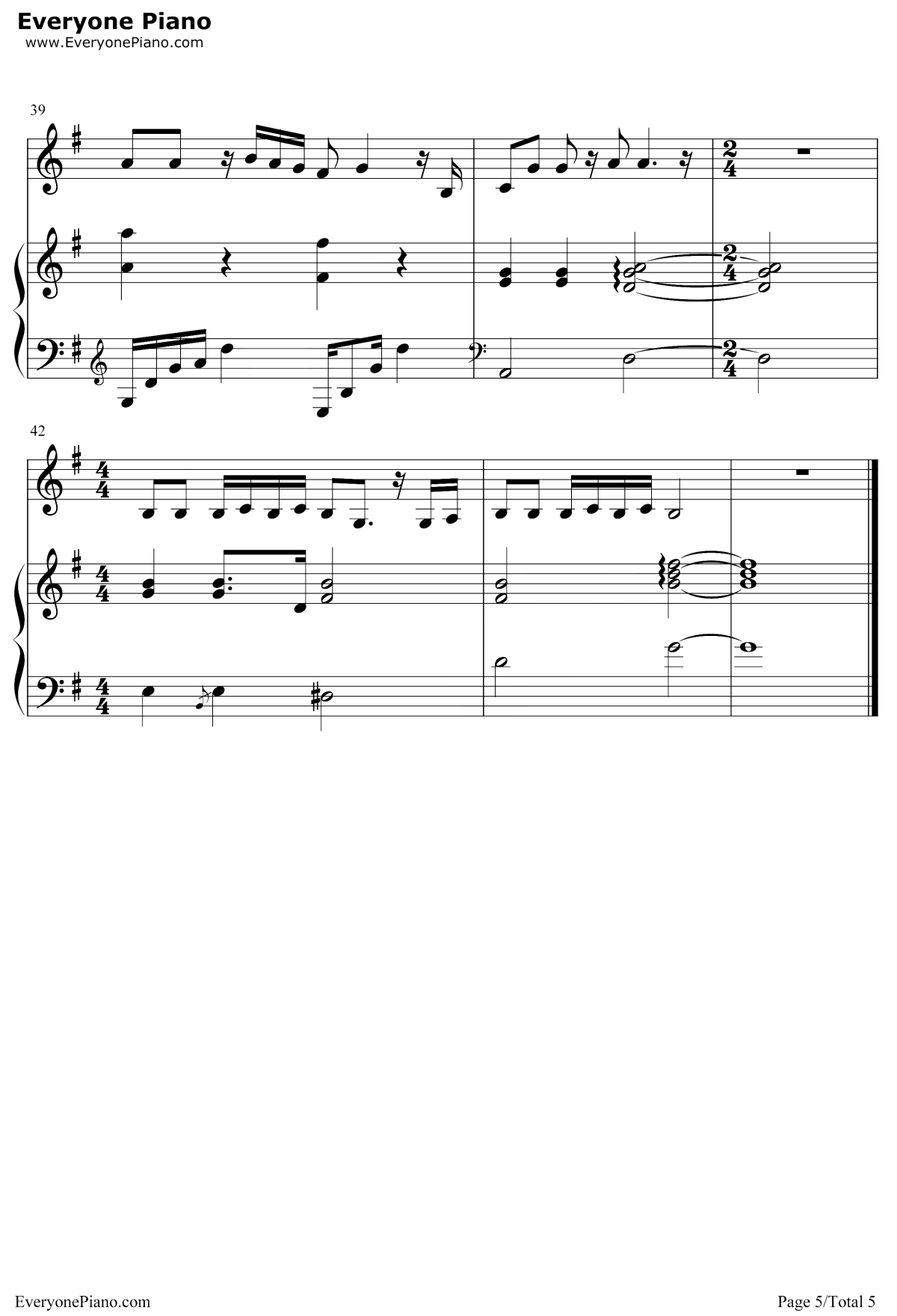 偶尔钢琴谱5-邓紫棋