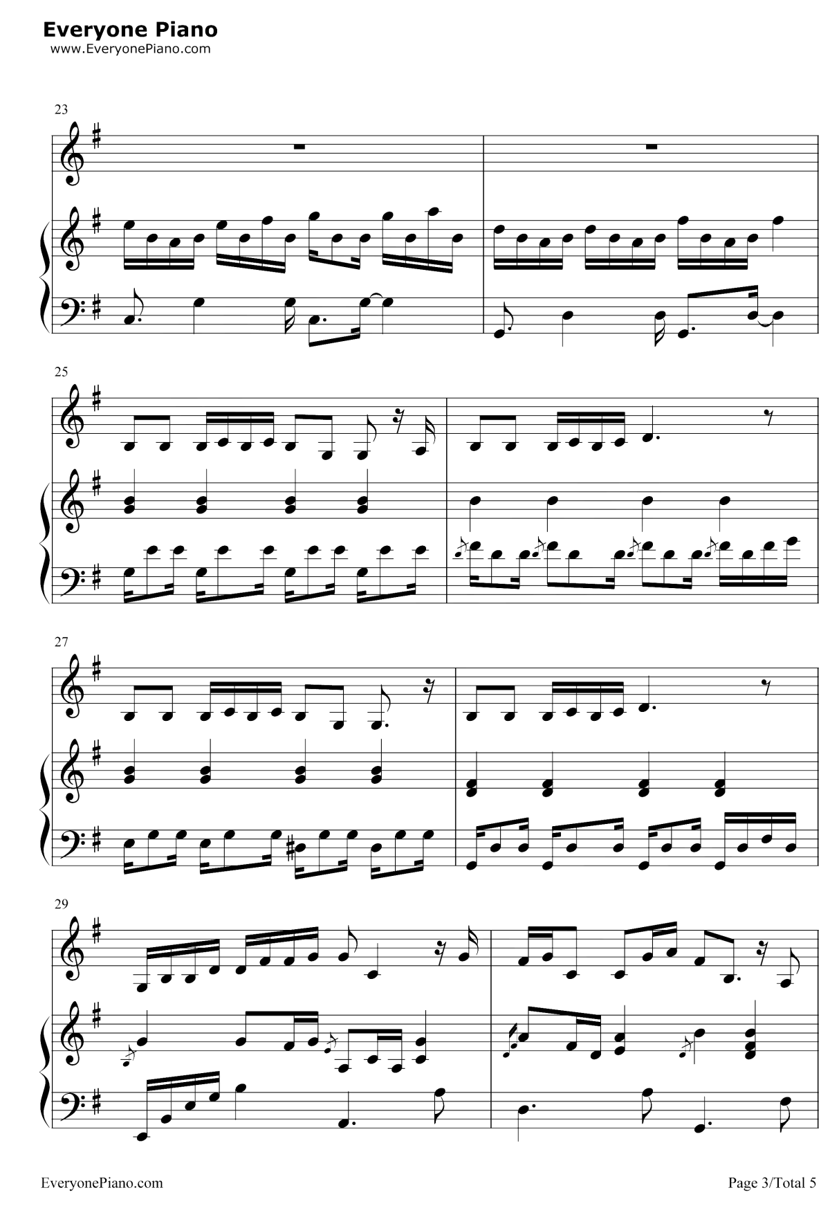 偶尔钢琴谱3-邓紫棋