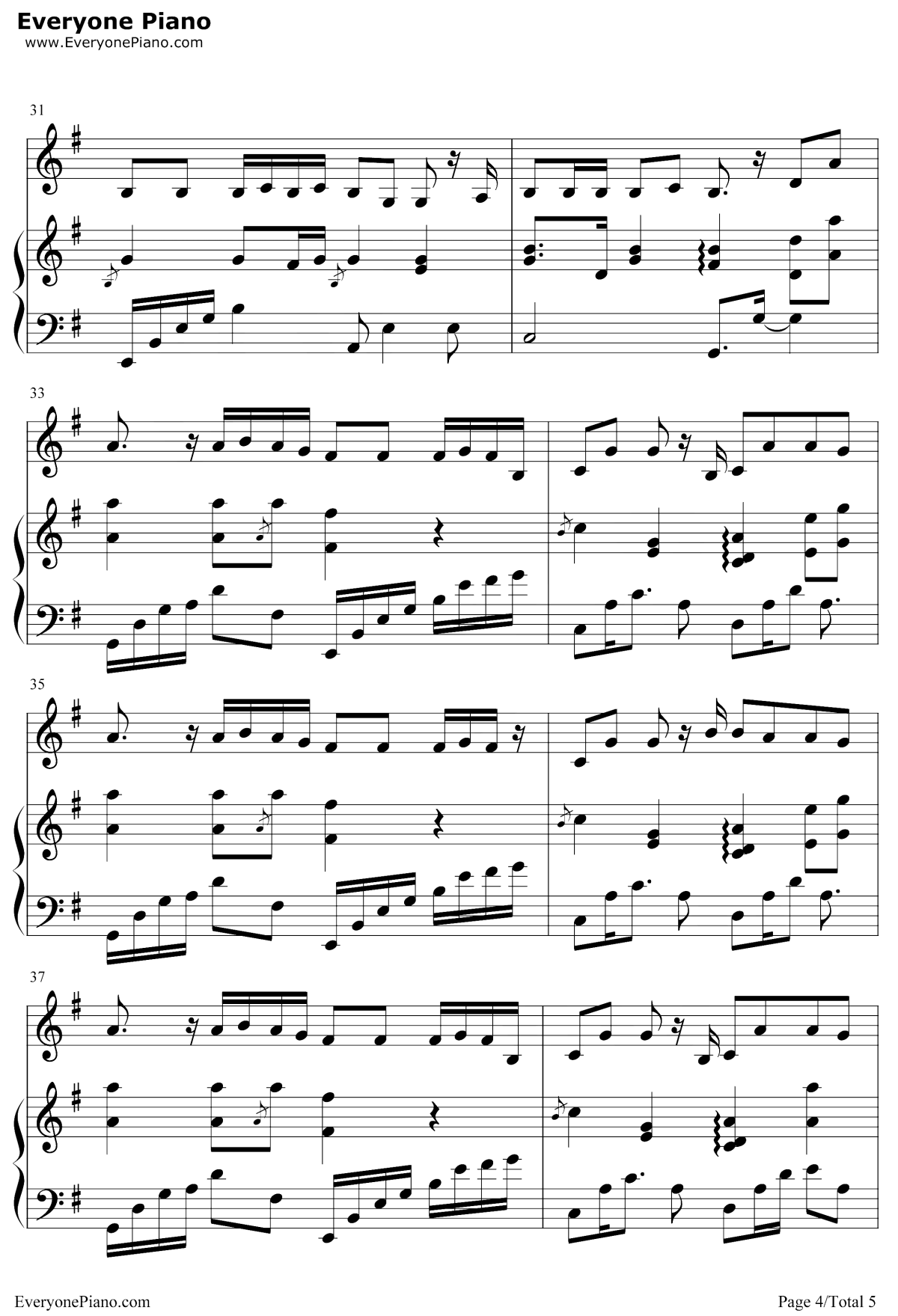 偶尔钢琴谱4-邓紫棋