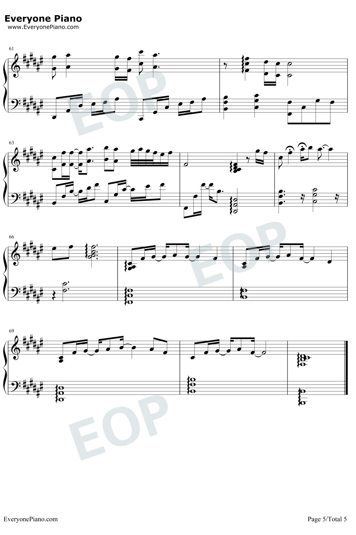 平凡的一天钢琴谱5-毛不易