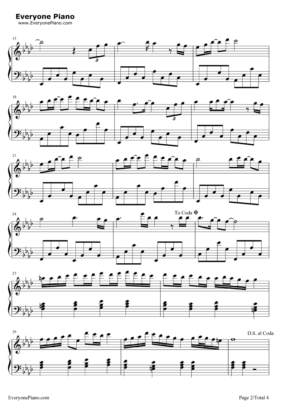 我们的爱钢琴谱2-飞儿乐团