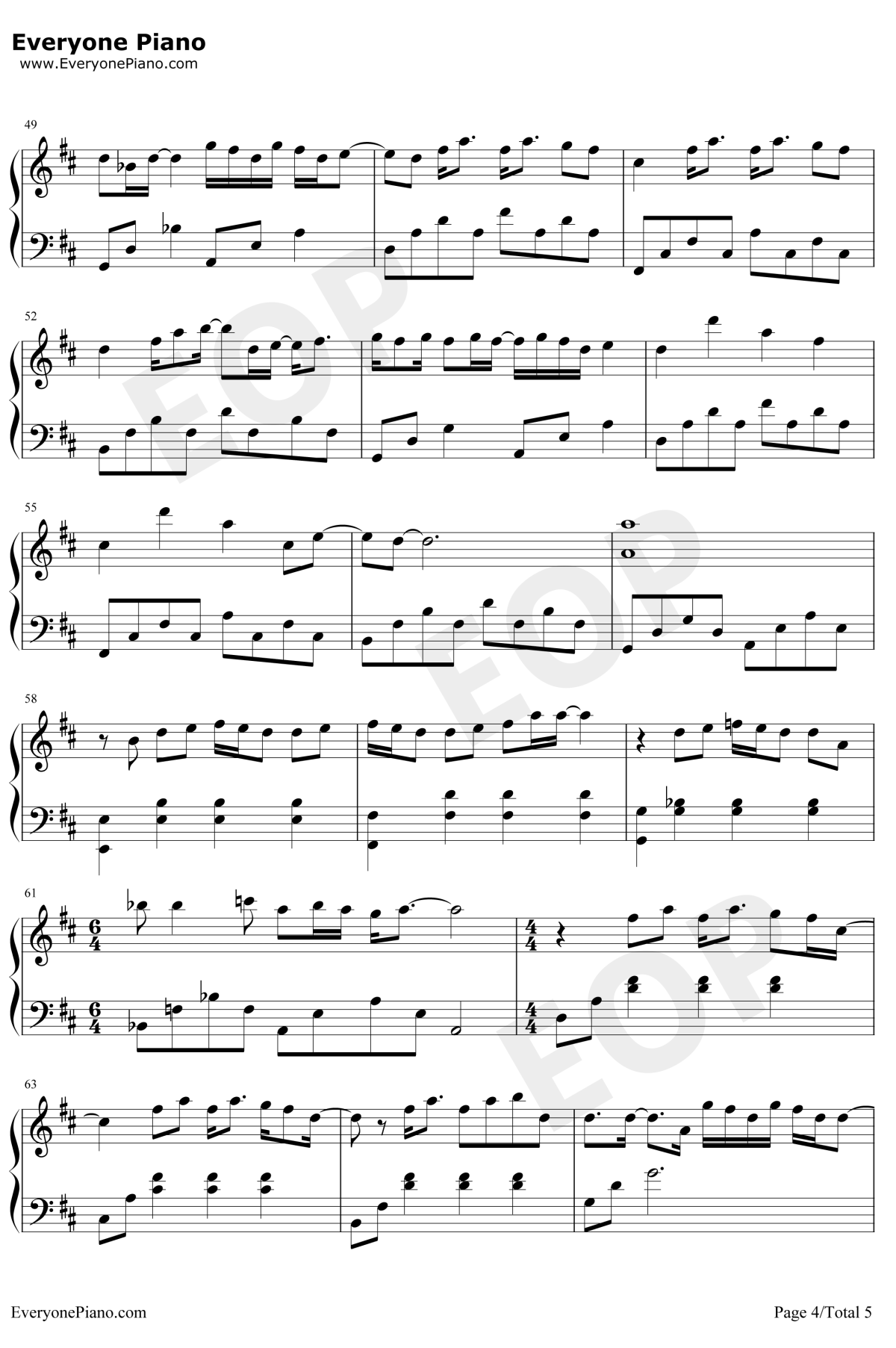 不为谁而作的歌钢琴谱4-林俊杰