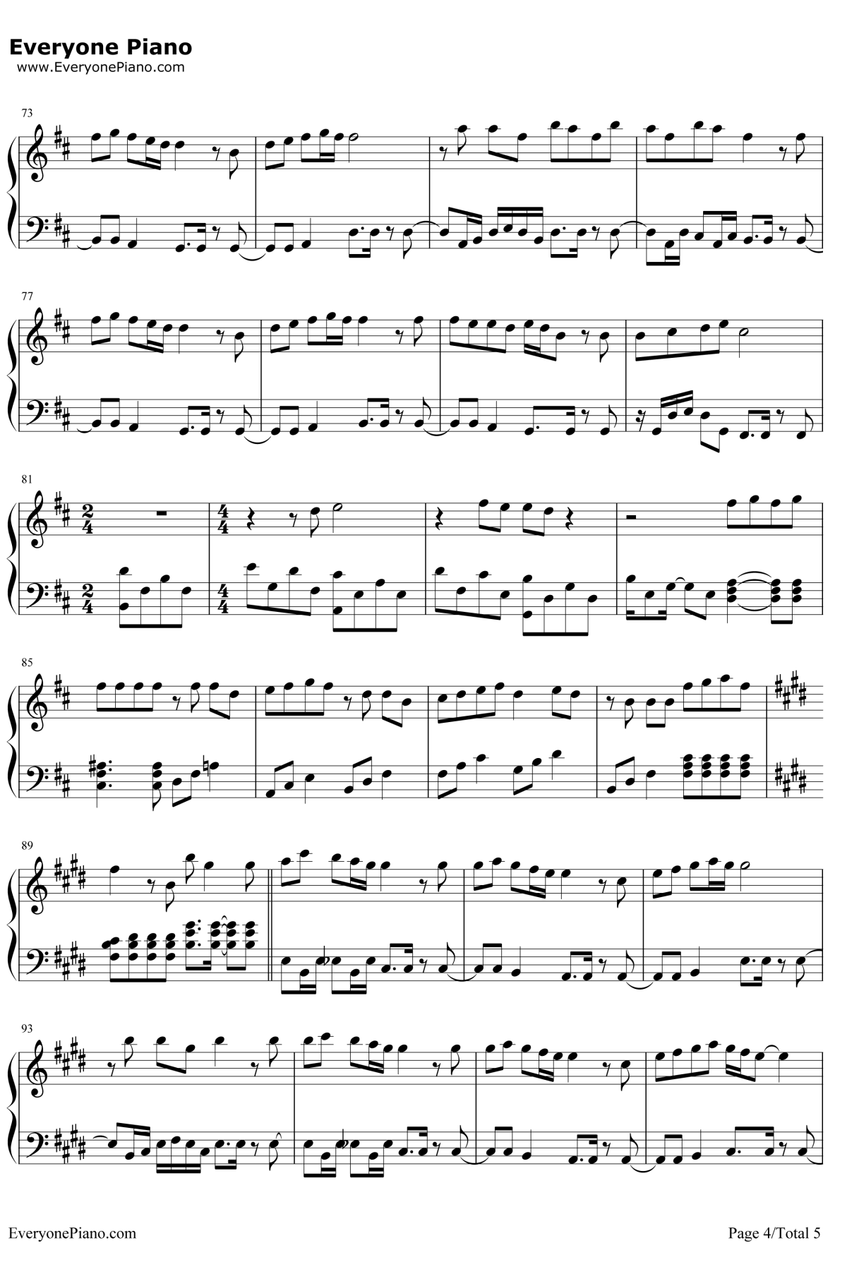 第一次爱的人钢琴谱4-王心凌