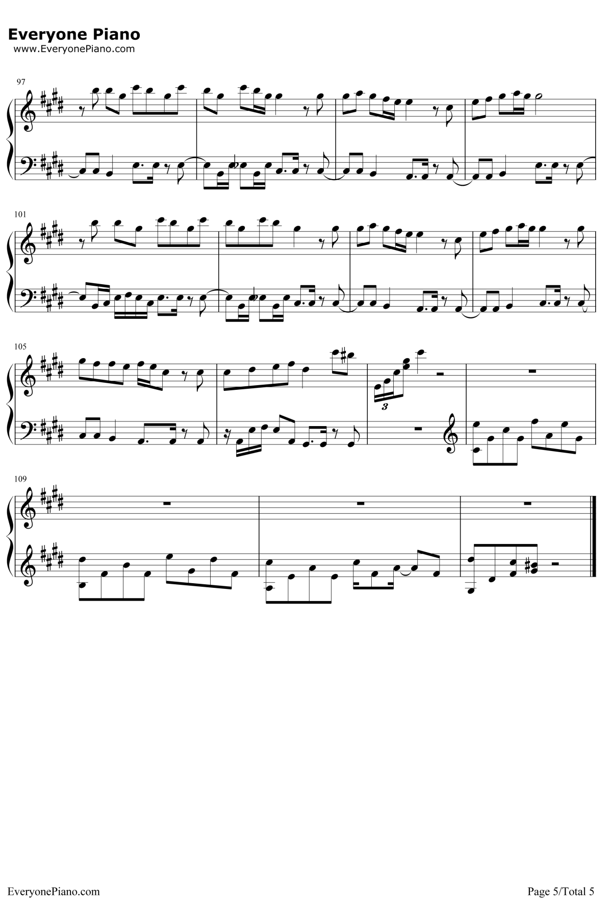 第一次爱的人钢琴谱5-王心凌