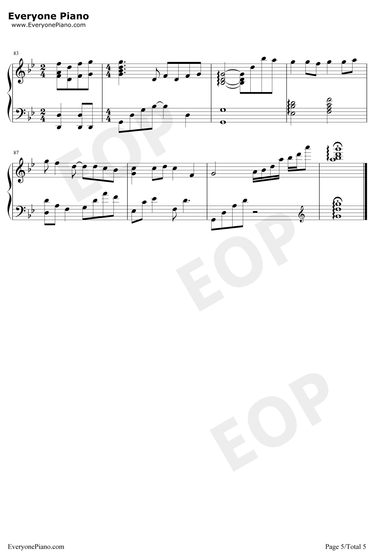 余情未了钢琴谱5-魏新雨