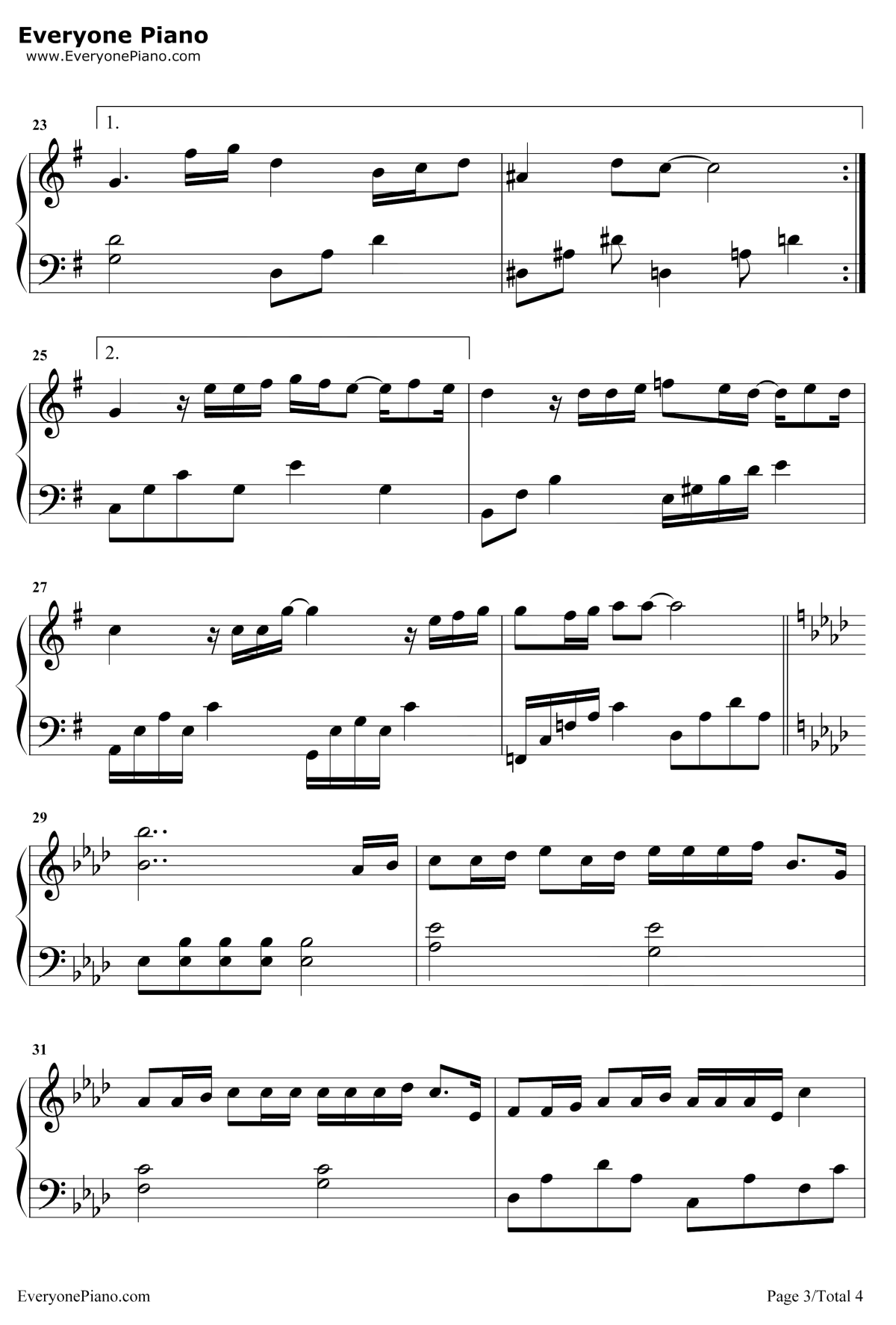 爱不由我钢琴谱3-尤长靖