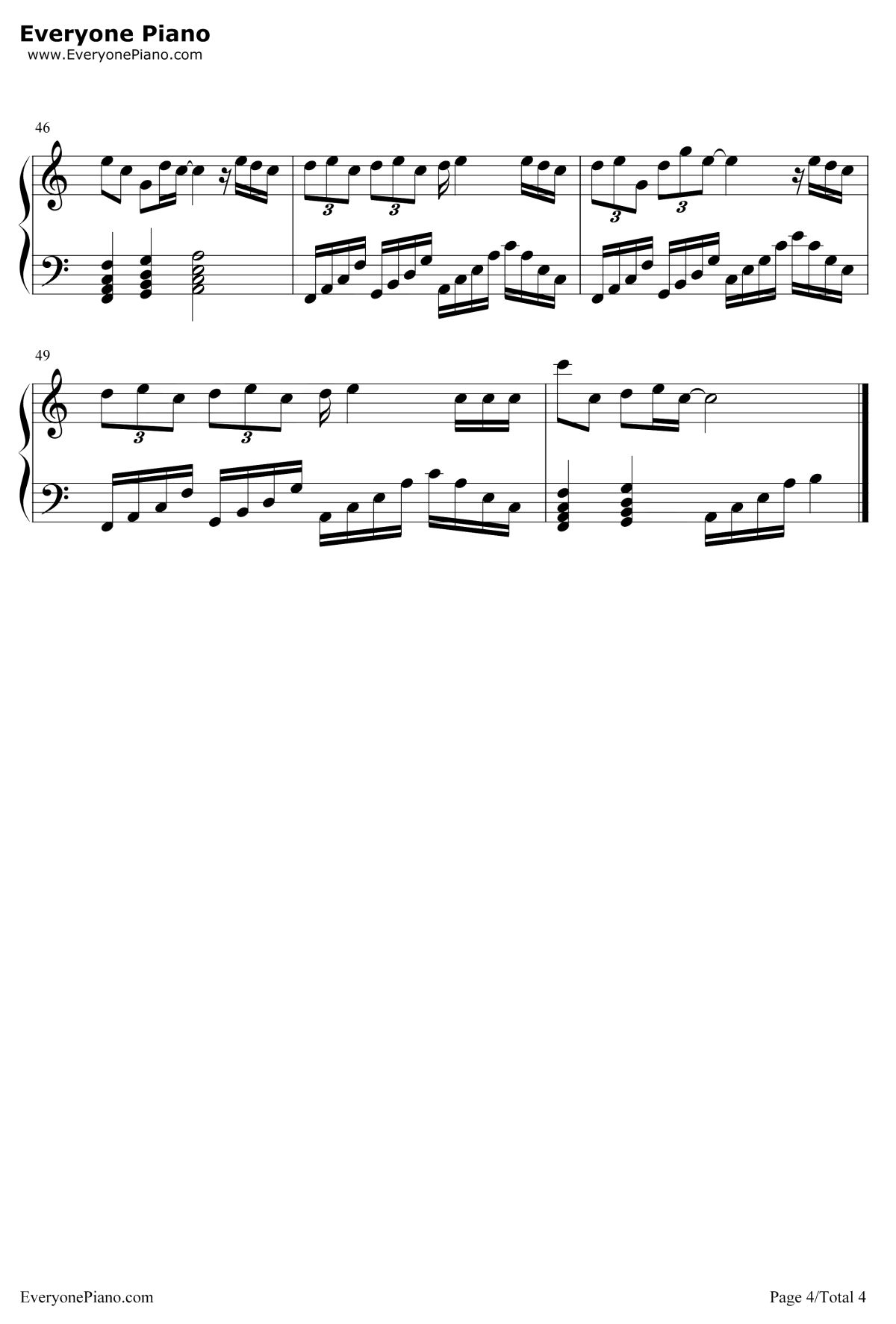 第一次告白钢琴谱3-TFBOYS