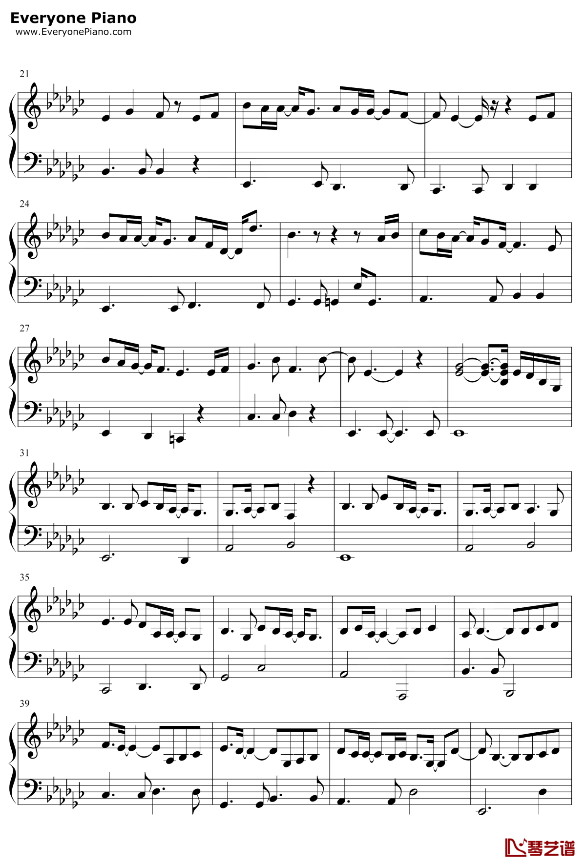 睡公主钢琴谱2-邓紫棋