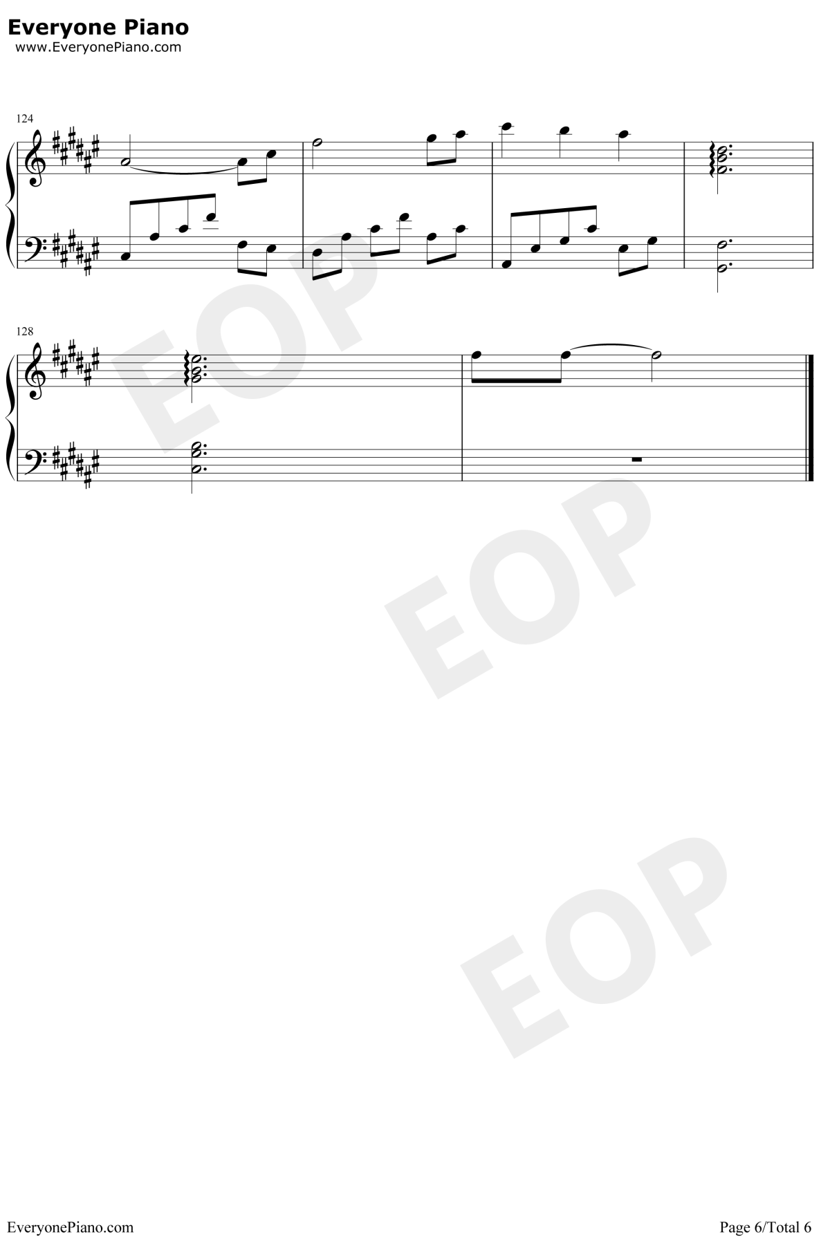 芬芳一生钢琴谱6-毛不易