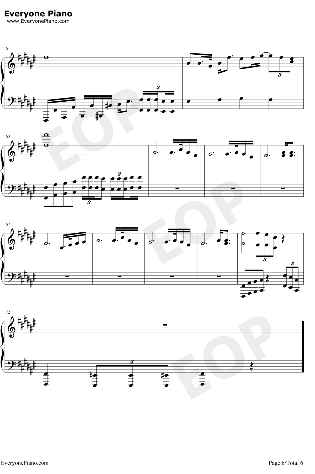 海芋恋钢琴谱6-萧敬腾