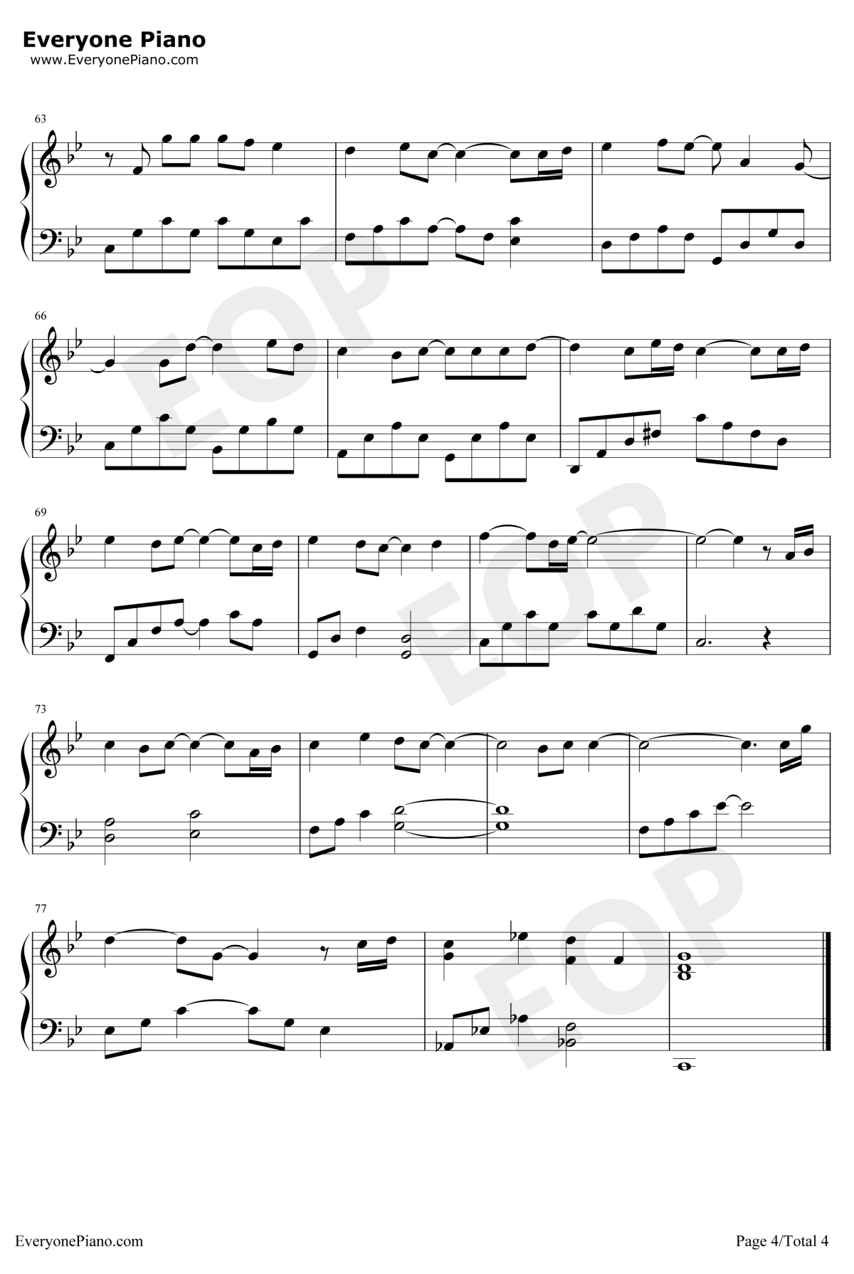 一眼瞬间钢琴谱4-张惠妹