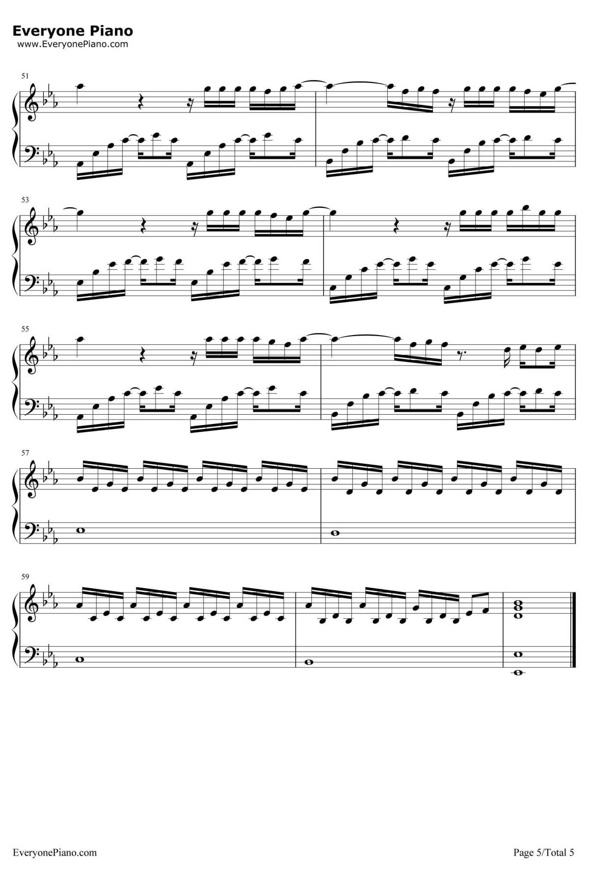 遇见你钢琴谱5-牛奶咖啡