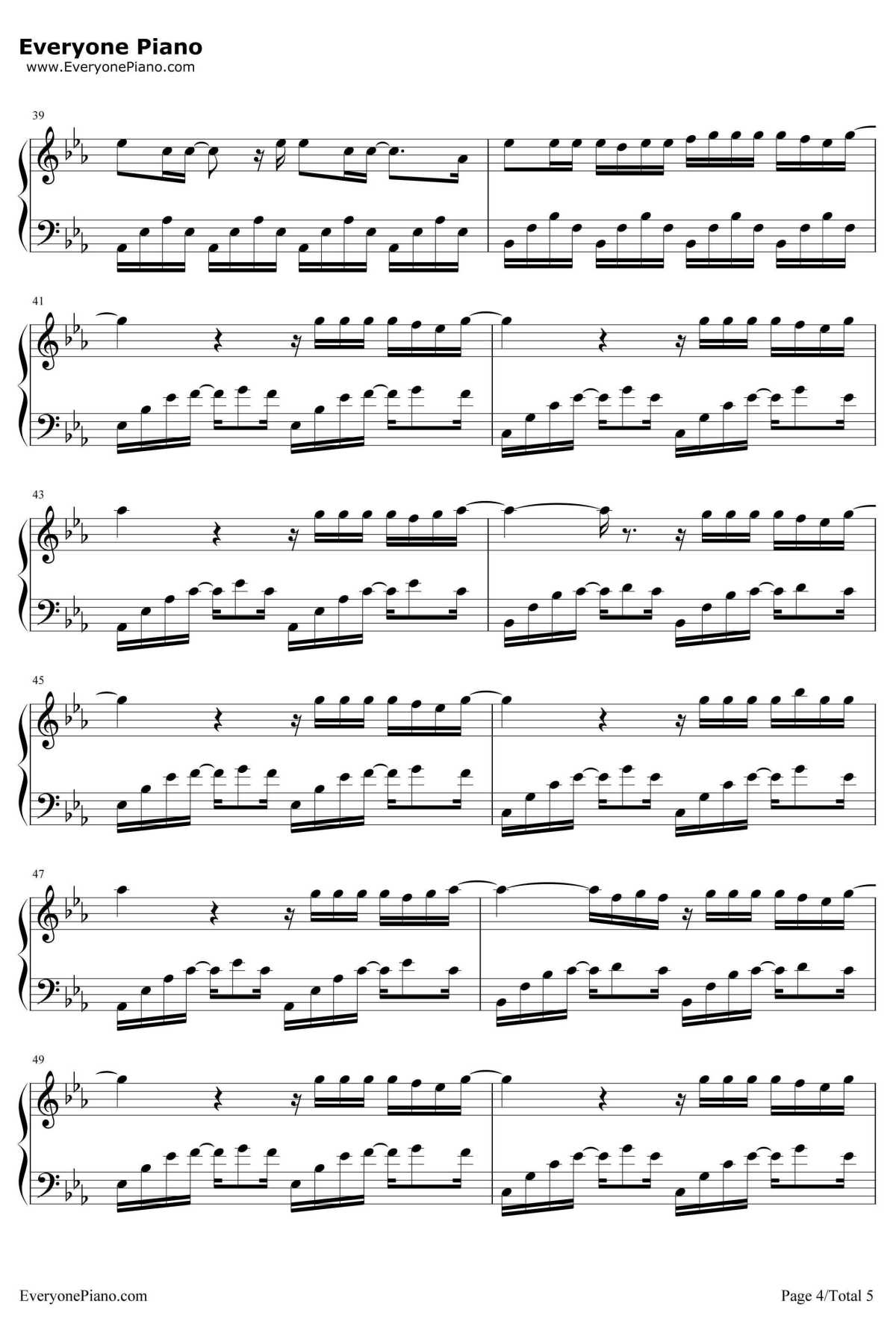 遇见你钢琴谱4-牛奶咖啡