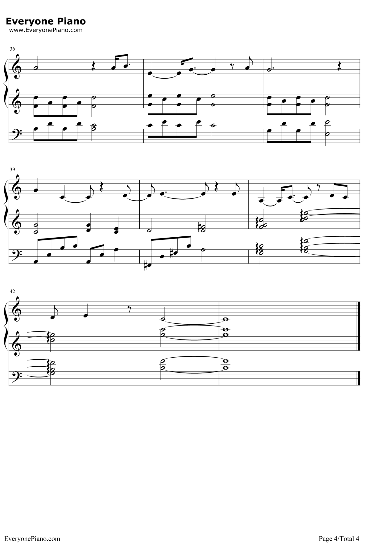 从前慢钢琴谱4-段奥娟