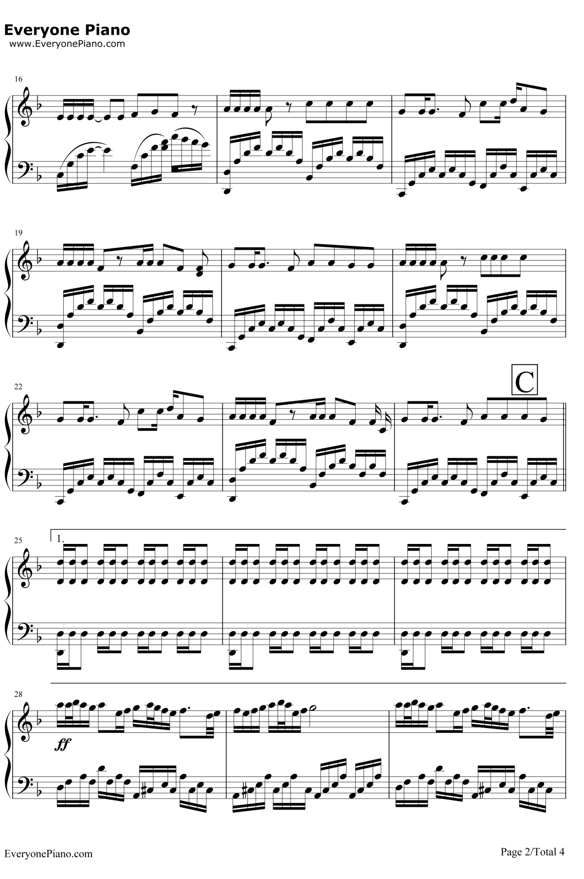 欧若拉钢琴谱2-张韶涵