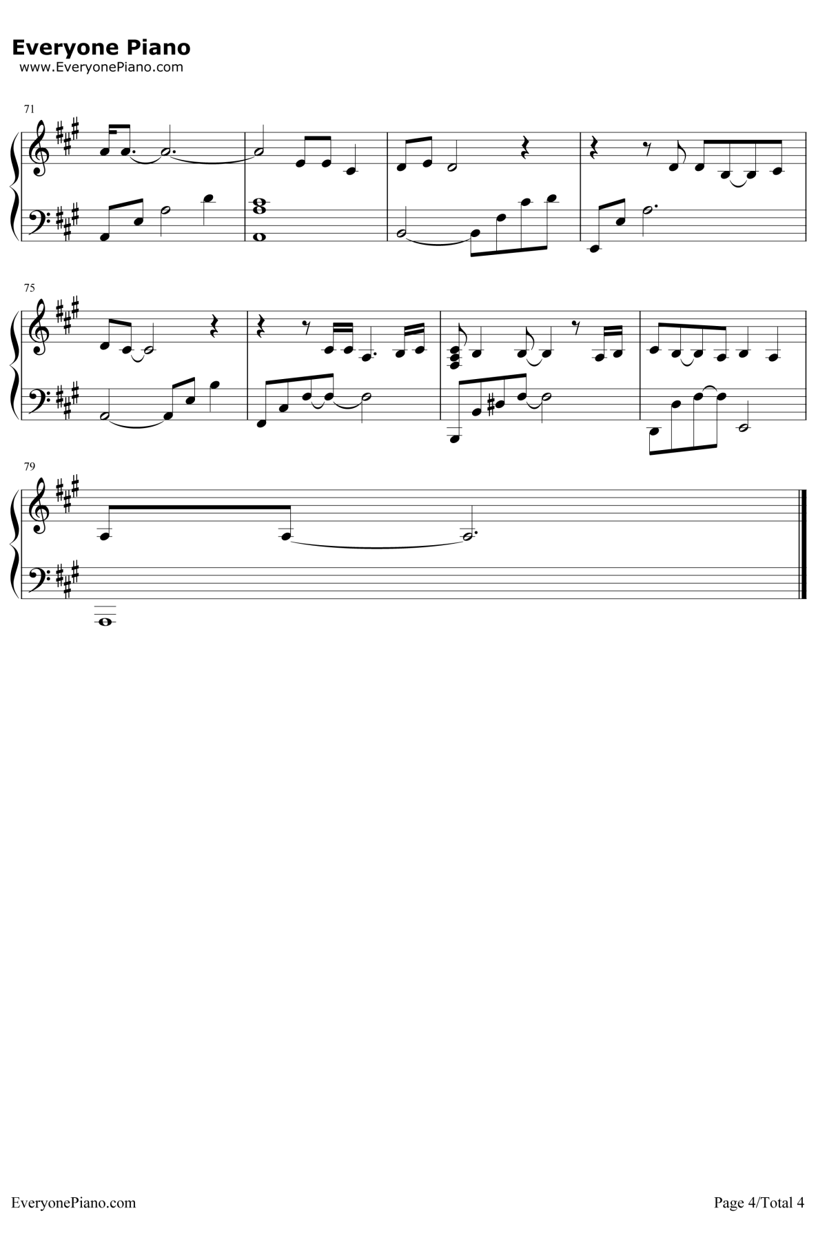 我们钢琴谱4-陈奕迅