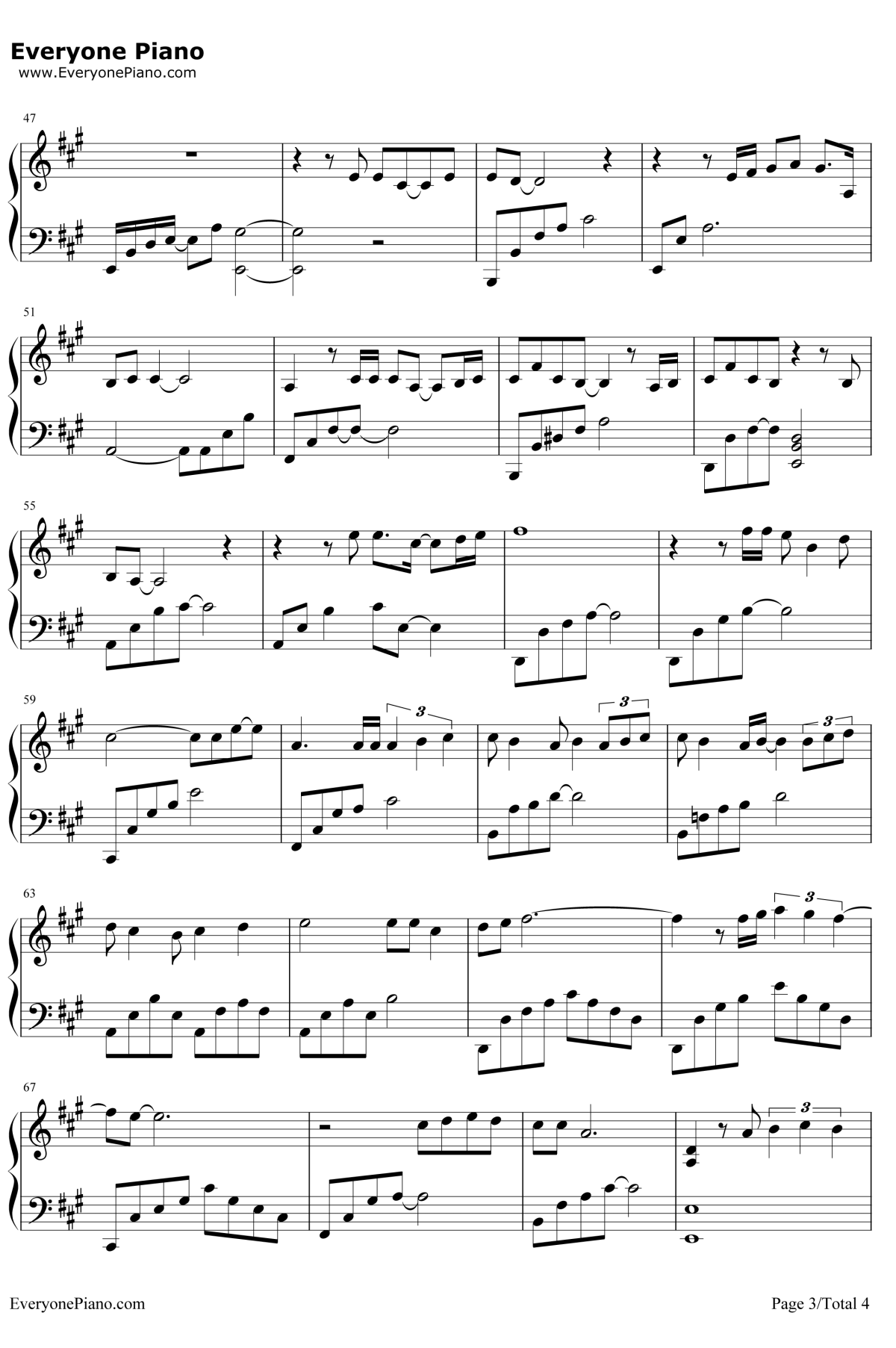 我们钢琴谱3-陈奕迅