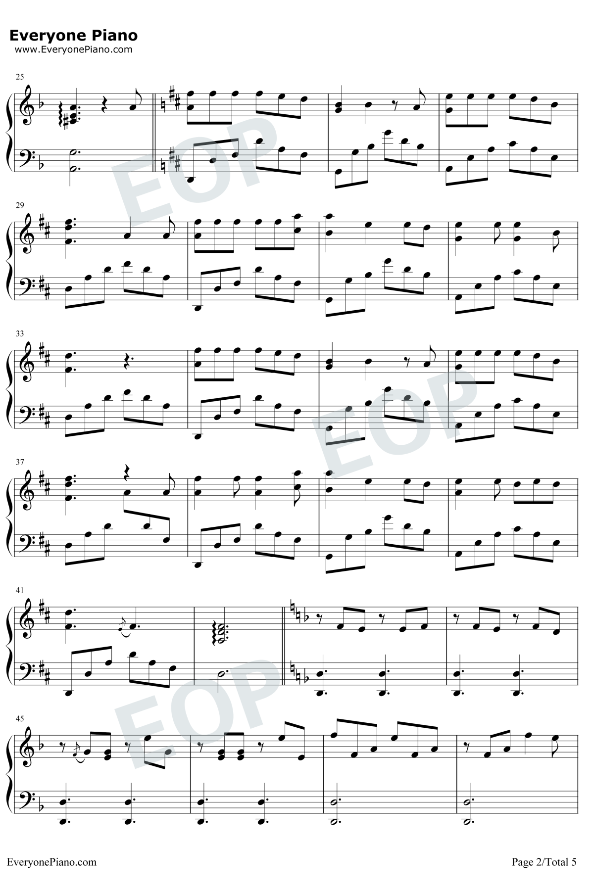 秋酿钢琴谱2-房东的猫