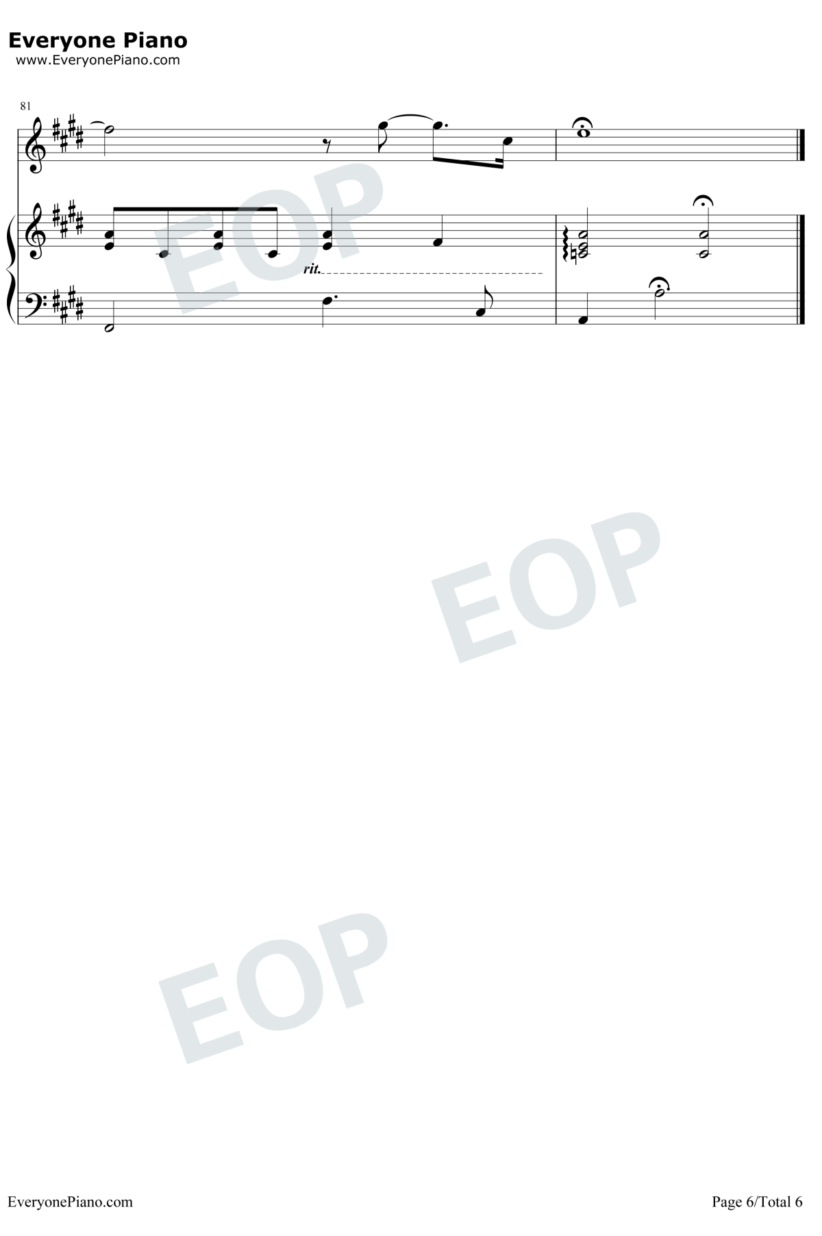 我怀念的钢琴谱6-孙燕姿