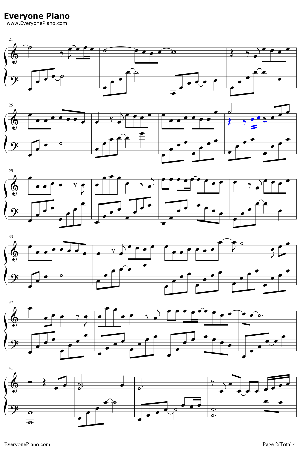 裂缝中的阳光钢琴谱2-林俊杰