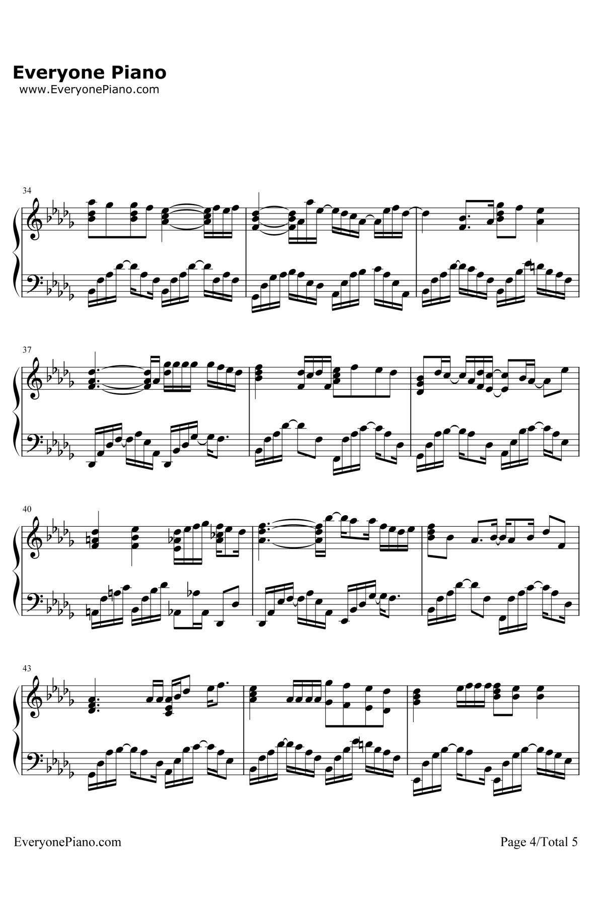 诺言钢琴谱4-鹿晗