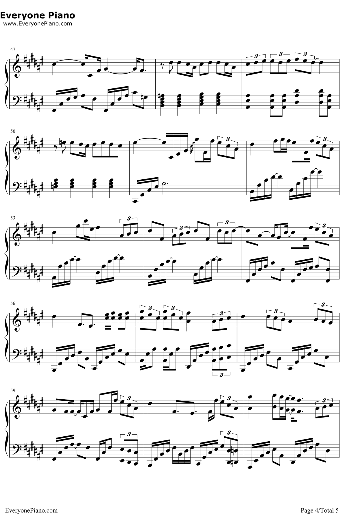 阴天快乐钢琴谱4-陈奕迅