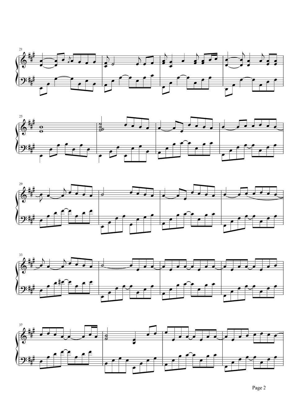 六月的雨钢琴谱2-胡歌