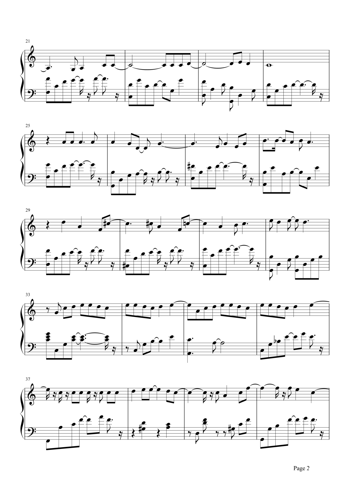 每天爱你多一些钢琴谱2-张学友