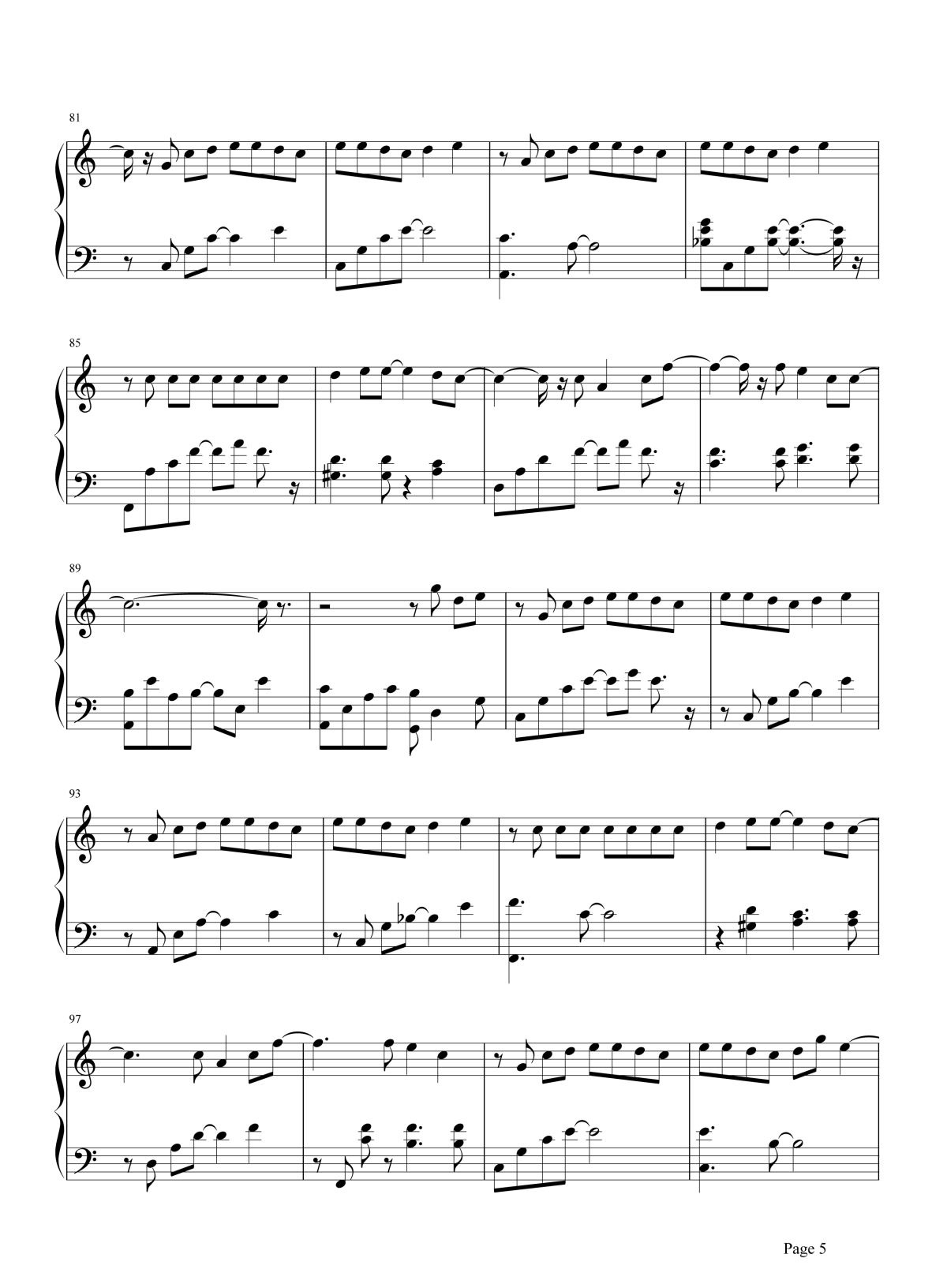 每天爱你多一些钢琴谱5-张学友