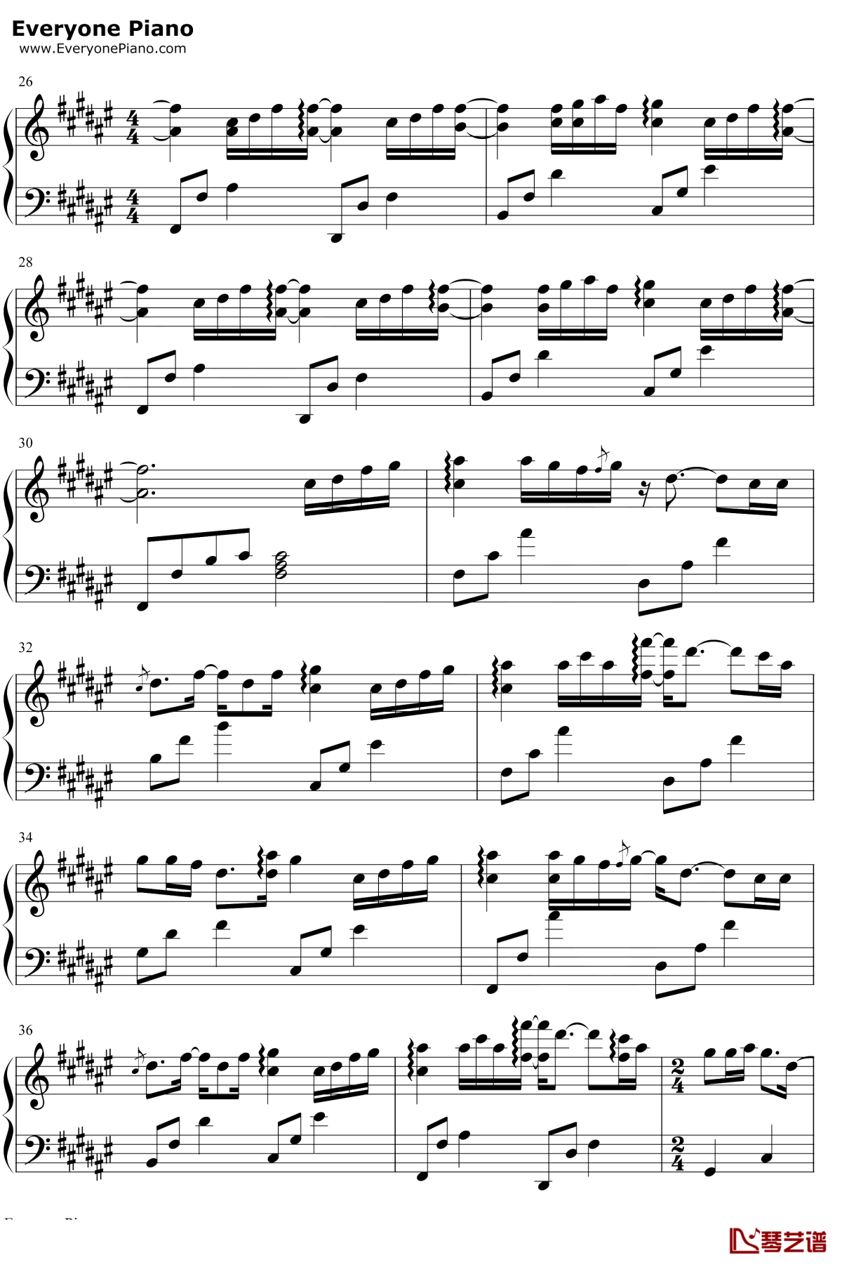 笑看风云钢琴谱3-郑少秋