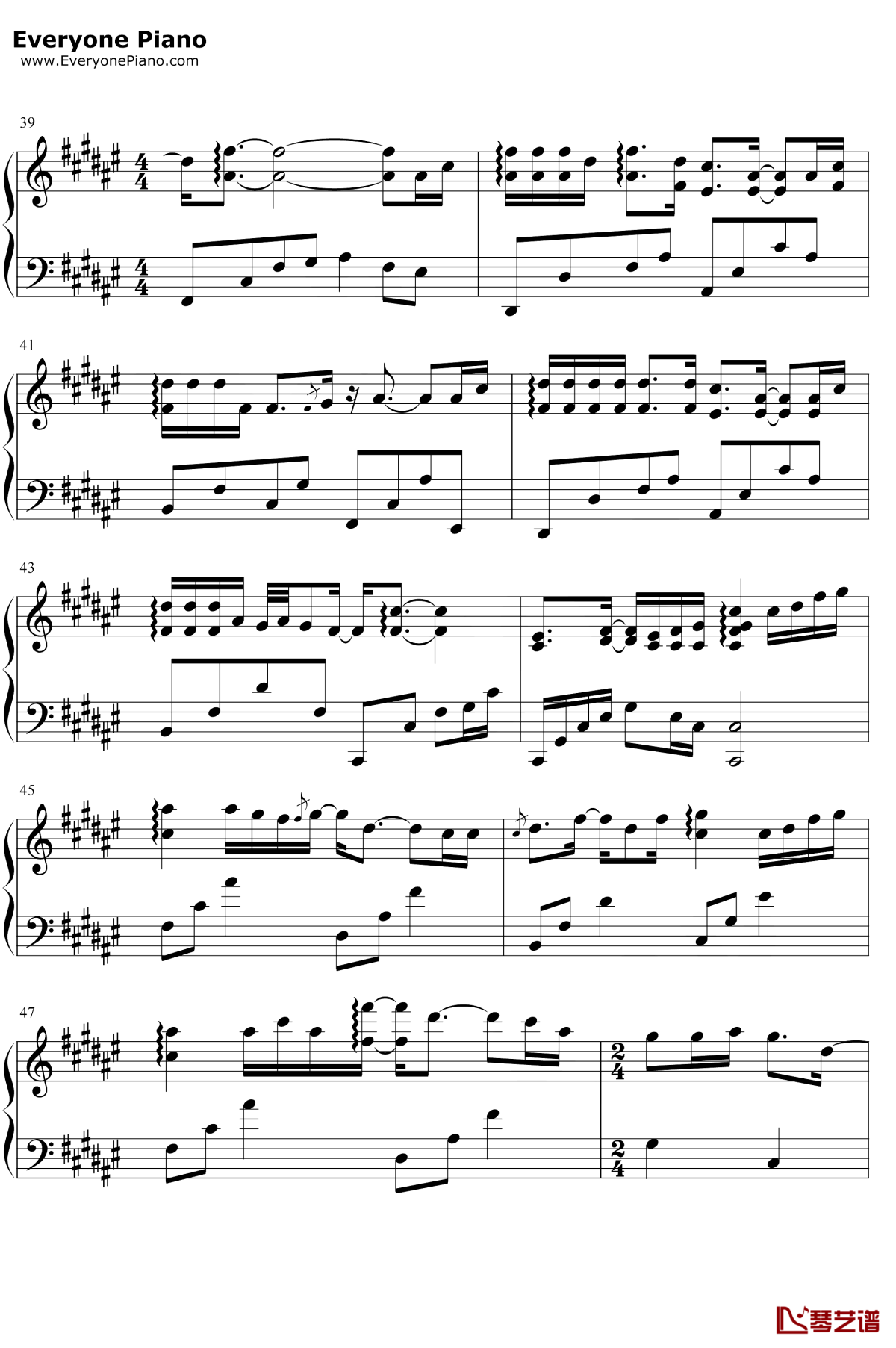 笑看风云钢琴谱4-郑少秋