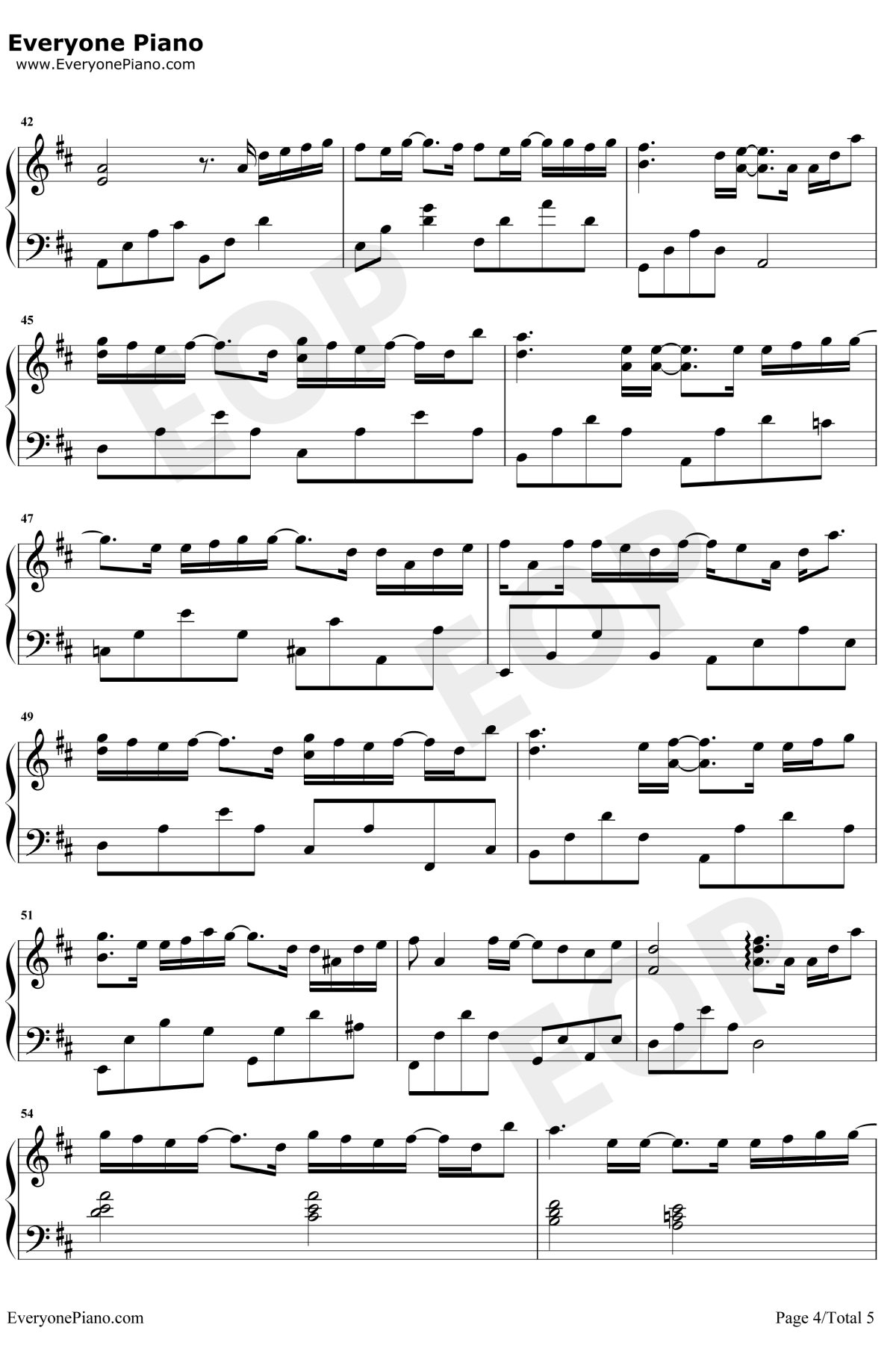 单向箭头钢琴谱4-双笙