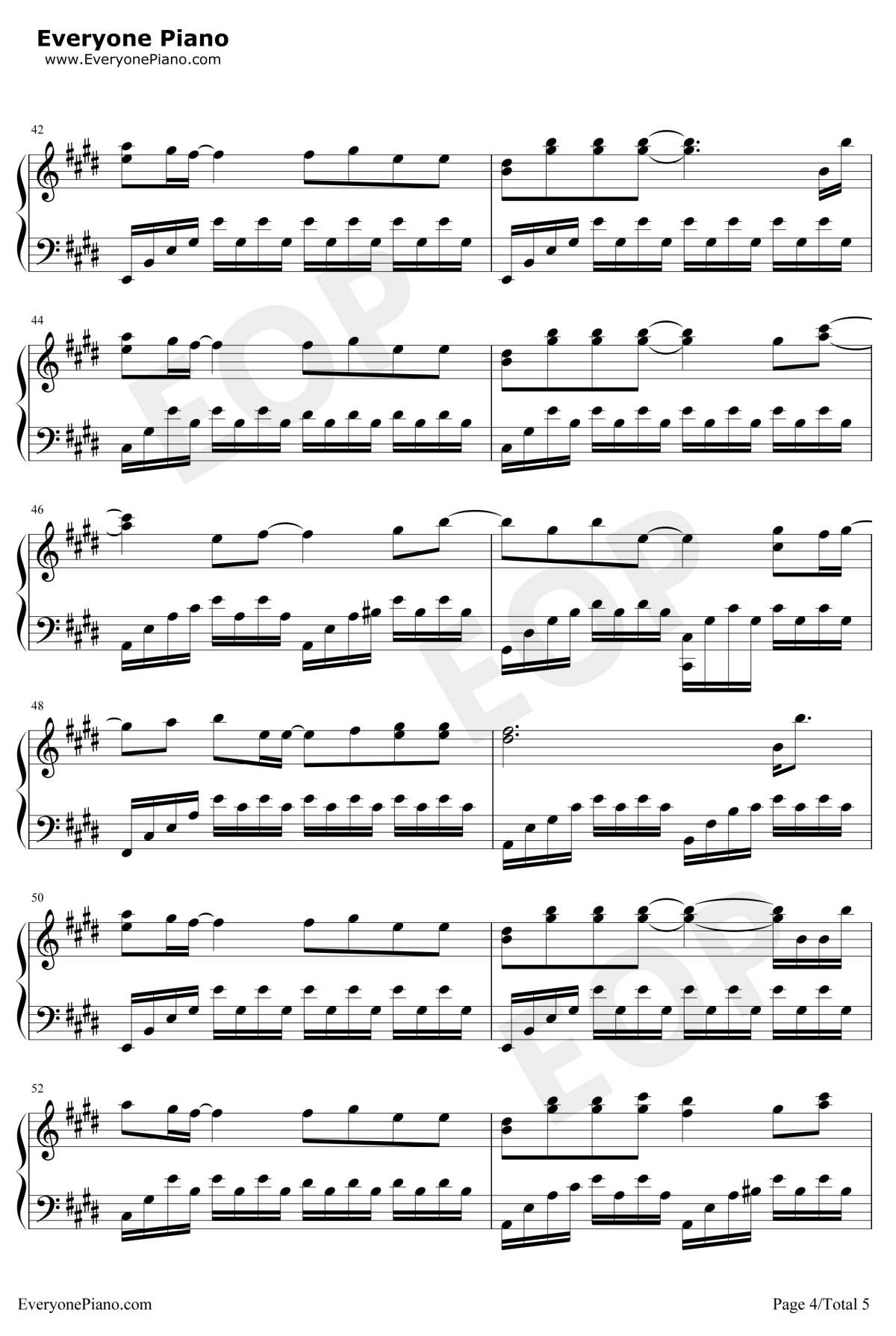 真的傻钢琴谱4-徐佳莹